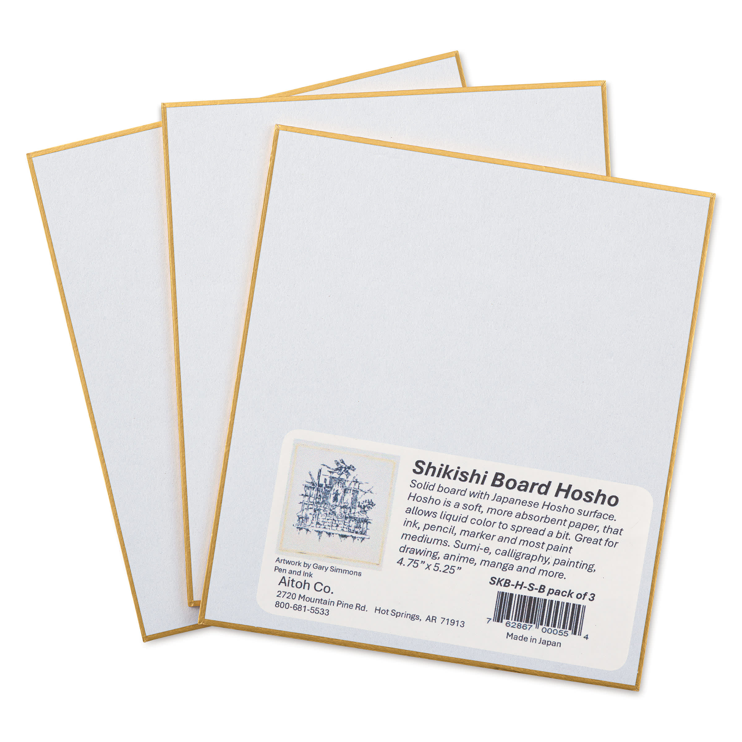 Aitoh Hosho Paper Shikishi Boards - 4-3/4" x 5-1/4", Pkg of 3
