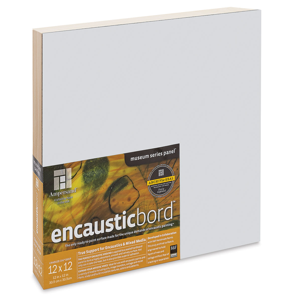 Ampersand Encausticbord - 12" x 12" x 1-1/2", Cradled