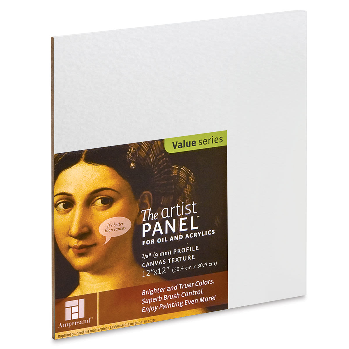 Ampersand The Artist Panel Canvas Texture Flat Profile 12 In. X 12 In. 3/8 In. (AP9M122)