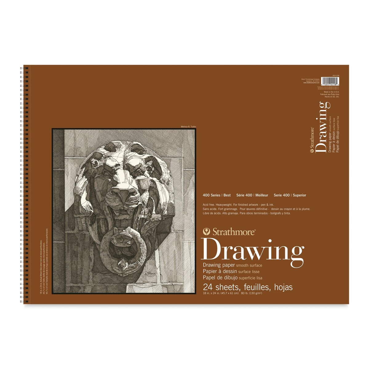 ST400-108 18 in. x 24 in. Smooth Surface 400 Series Wire Bound Drawing Paper - 24 Sheets