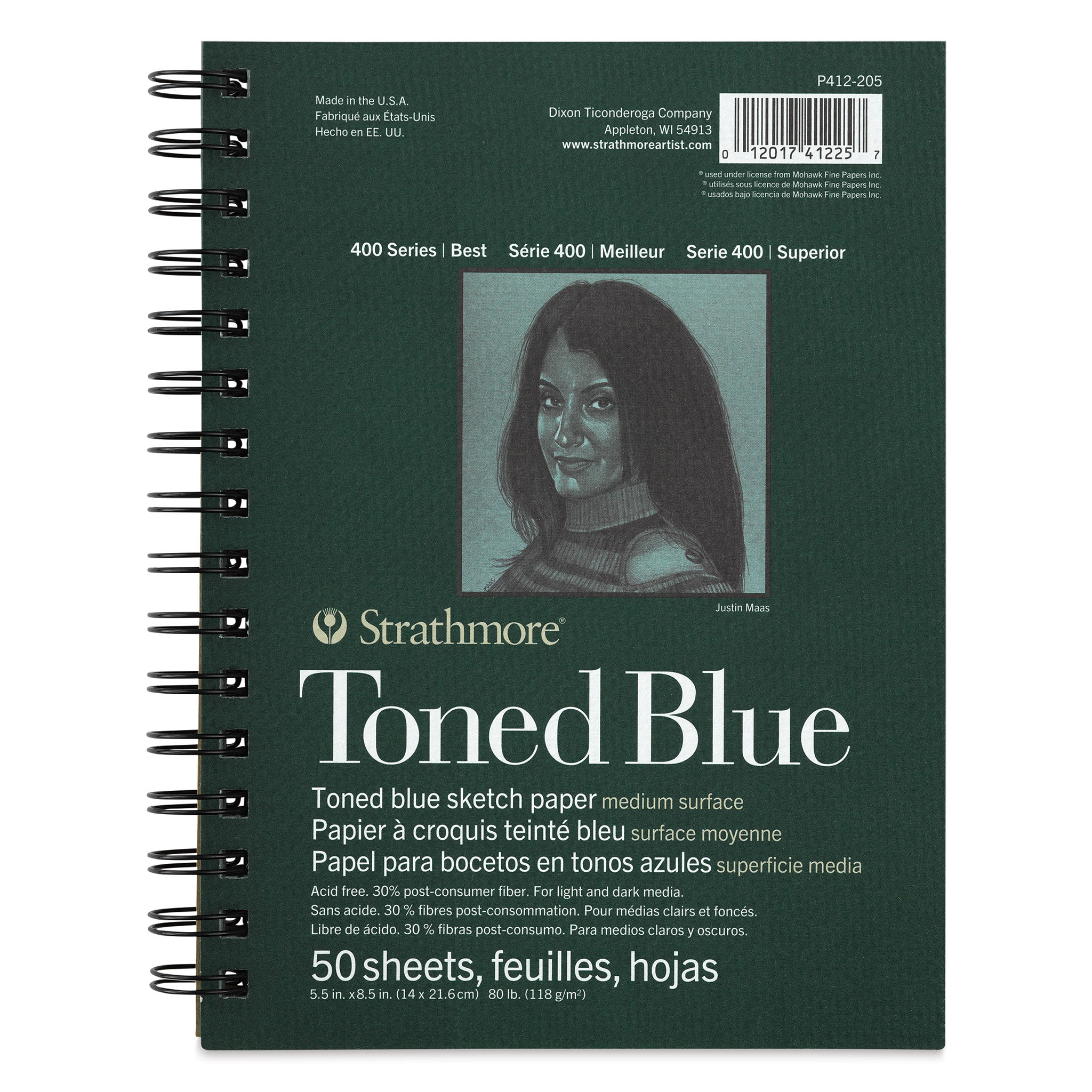 Strathmore 400 Series Recycled Toned Sketch Pad - 8-1/2" x 5-1/2", 50 Sheets, Steel Blue