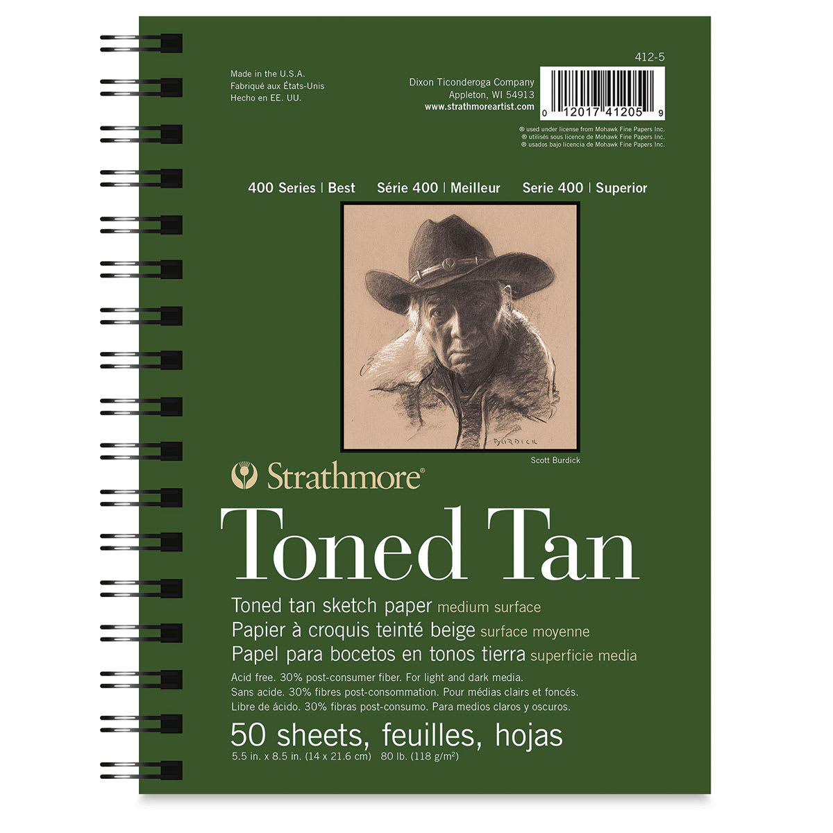 Strathmore 400 Series Recycled Toned Sketch Pad - 8-1/2" x 5-1/2", 50 Sheets, Warm Tan