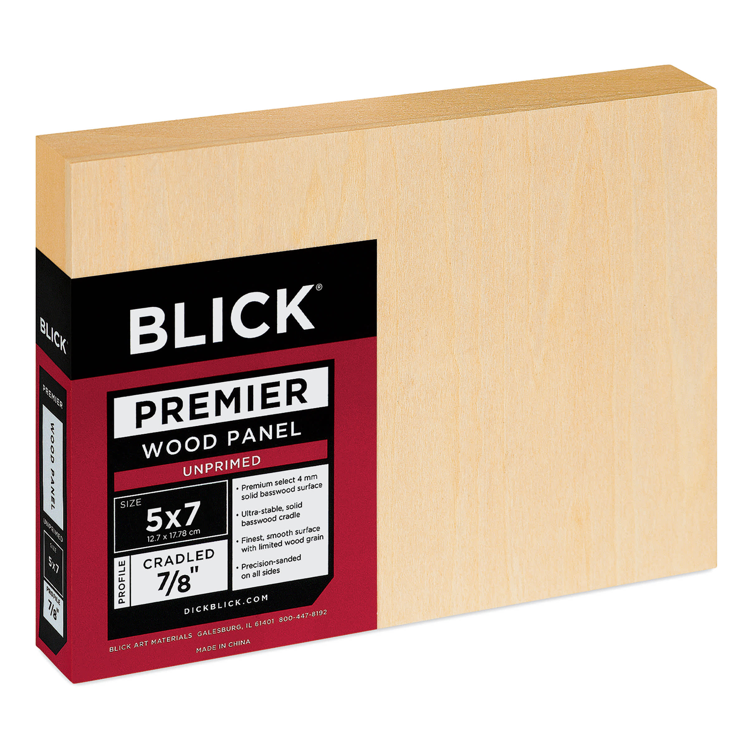 Blick Premier Wood Panel - 5" x 7", 7/8" Traditional Profile, Cradled