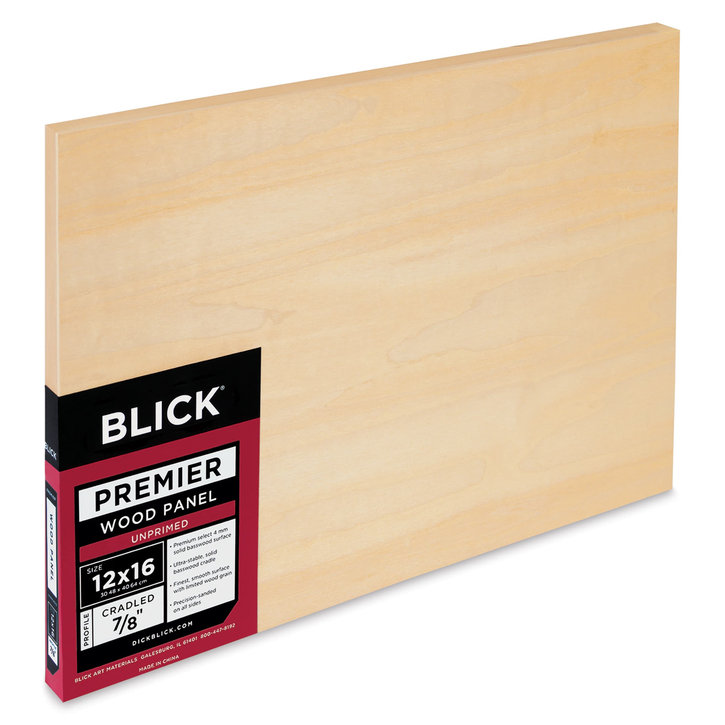 Blick Premier Wood Panel - 12" x 16", 7/8" Traditional Profile, Cradled