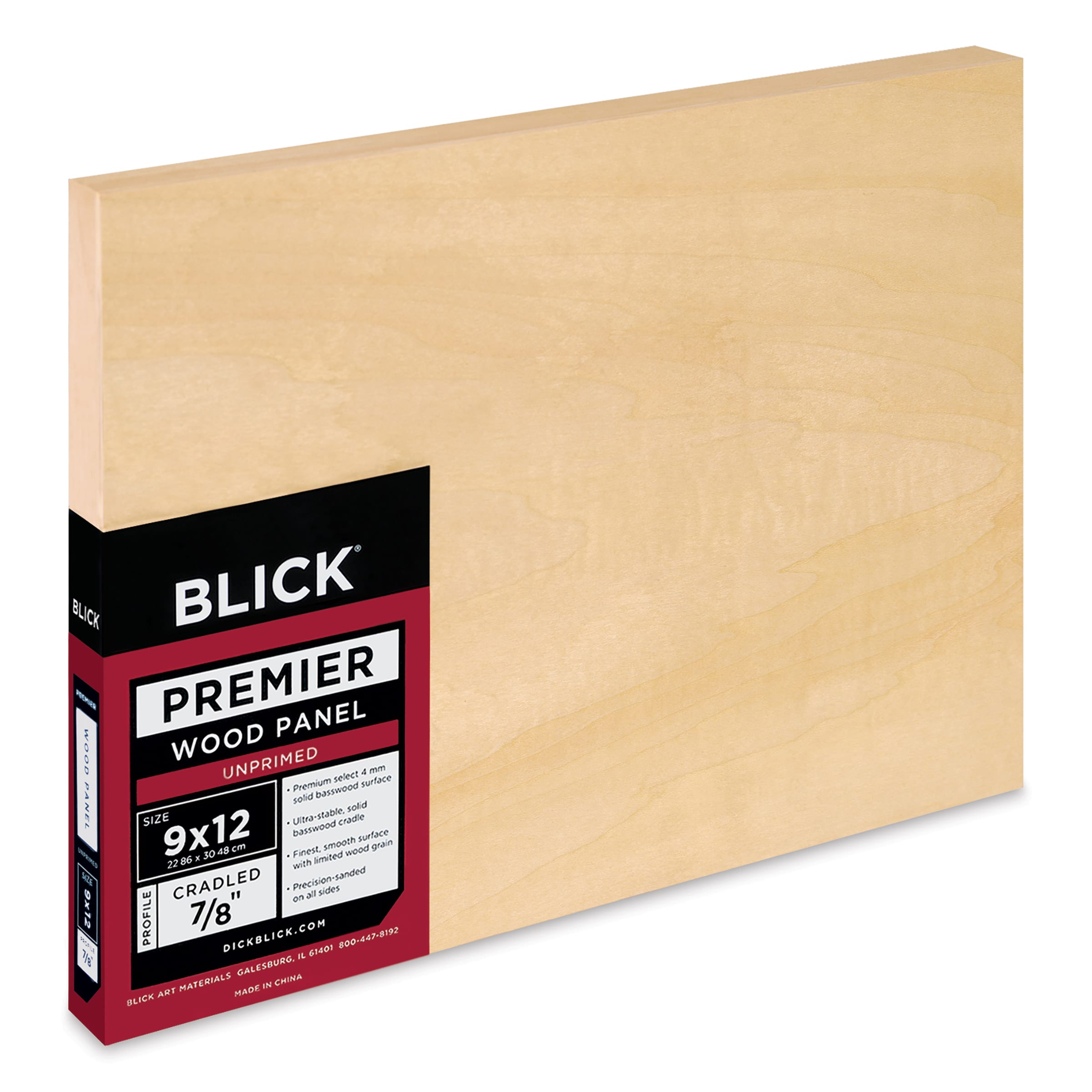 Blick Premier Wood Panel - 9" x 12", 7/8" Traditional Profile, Cradled