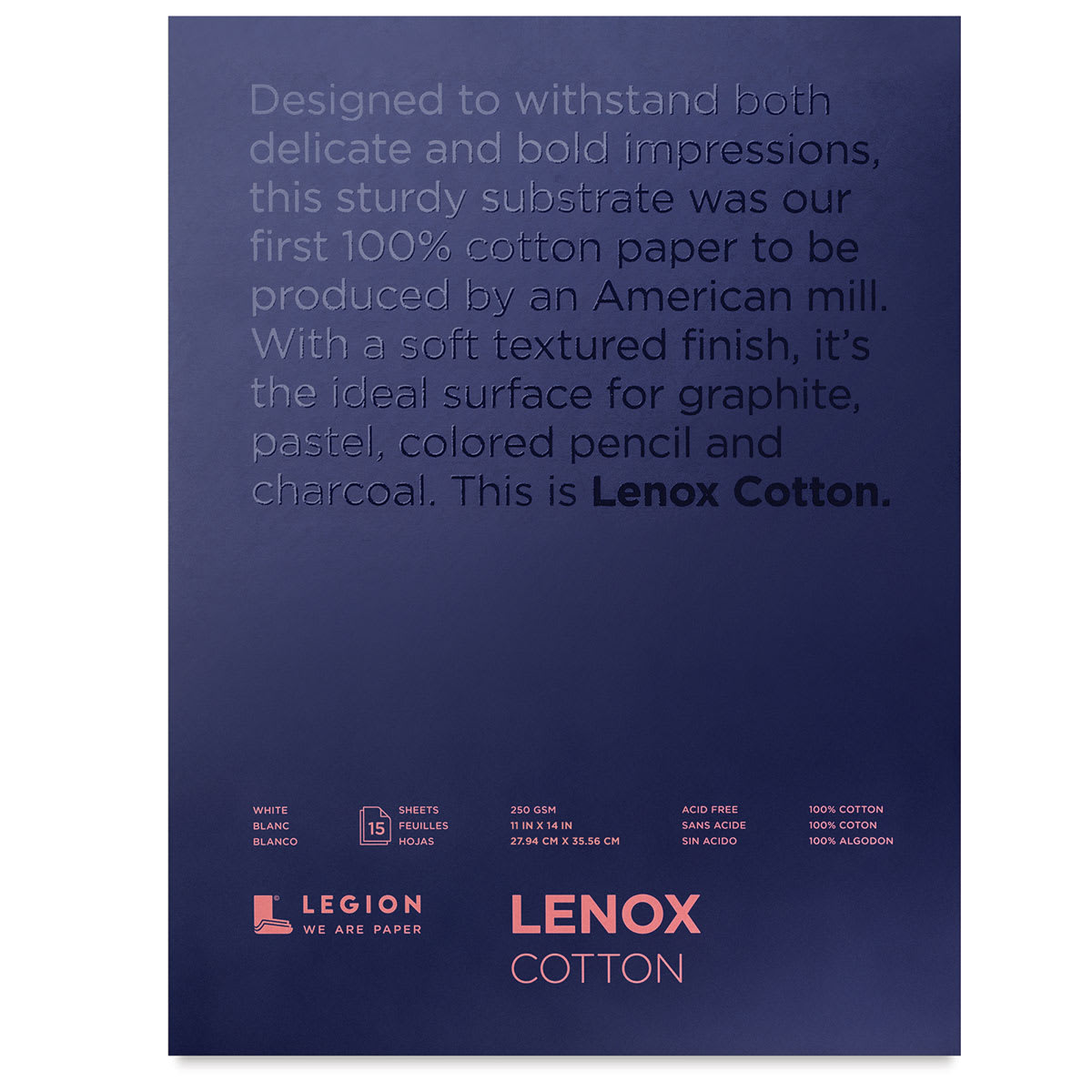 Legion Lenox Cotton Drawing Pad - 11" x 14", 15 Sheets