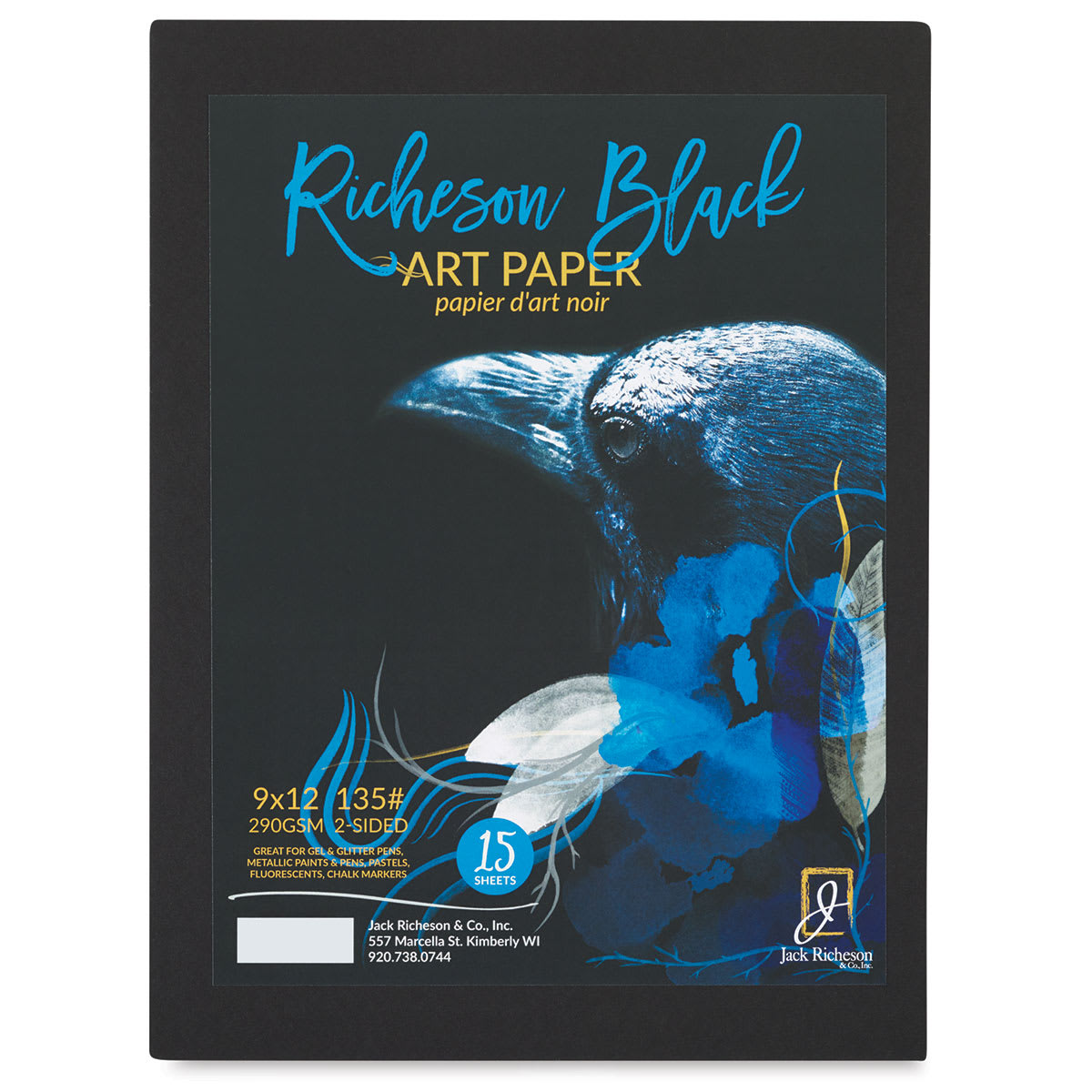Richeson Black Art Paper Bulk Pack - 9" x 12", 15 Sheets, 135 lb
