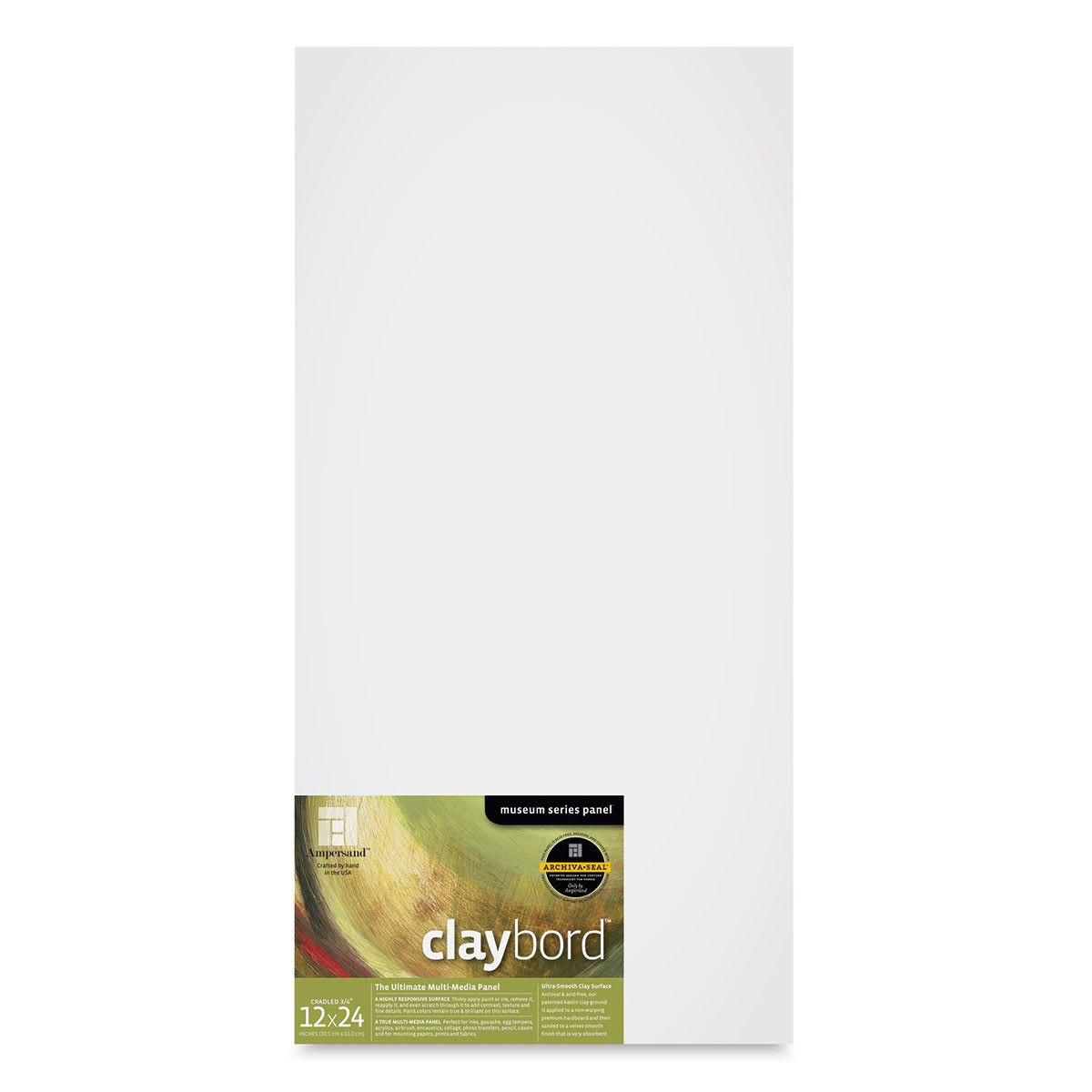 Ampersand Claybord - 12" x 24", 3/4" Cradled