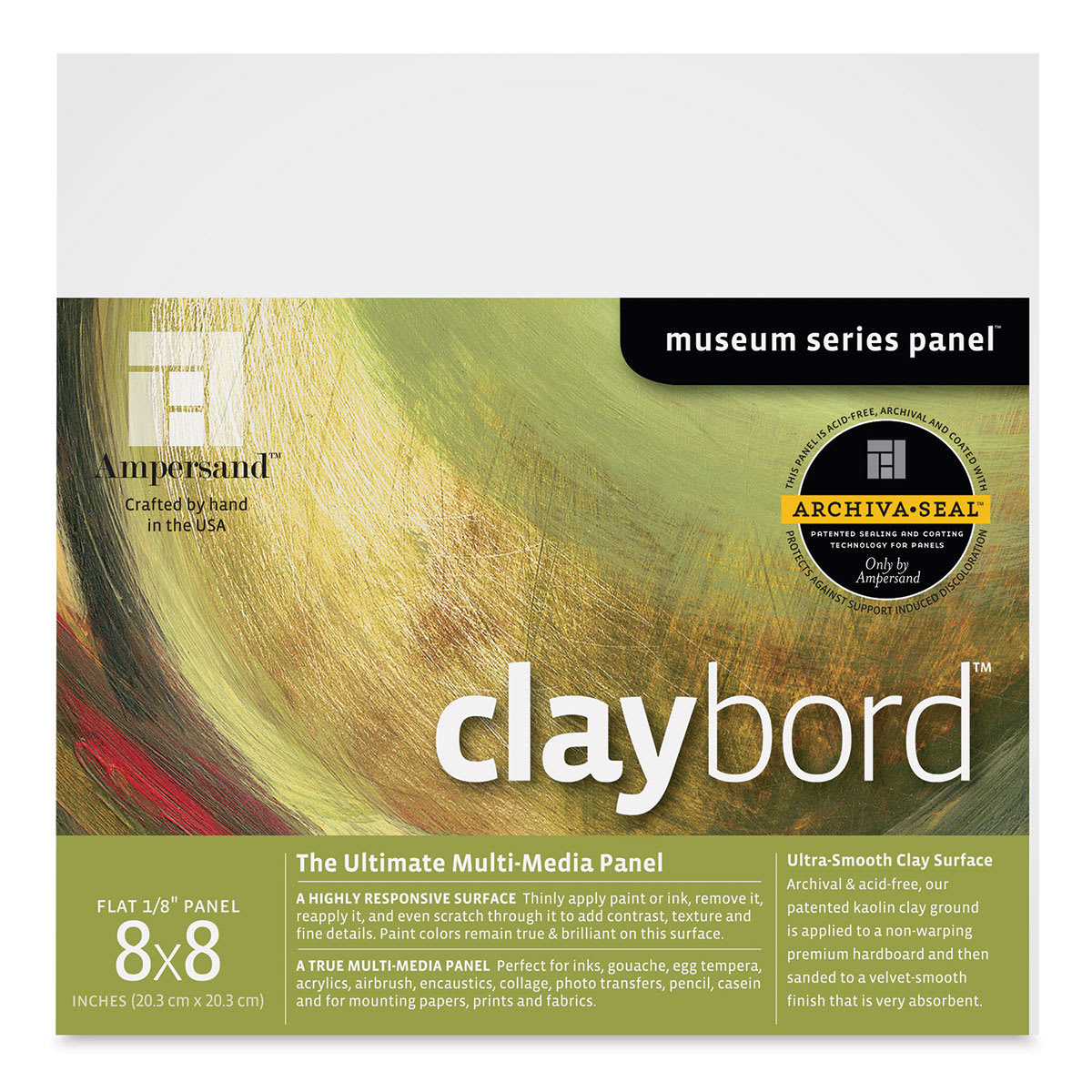 Ampersand CBS088 Smooth Claybord, 8 X 8 In.
