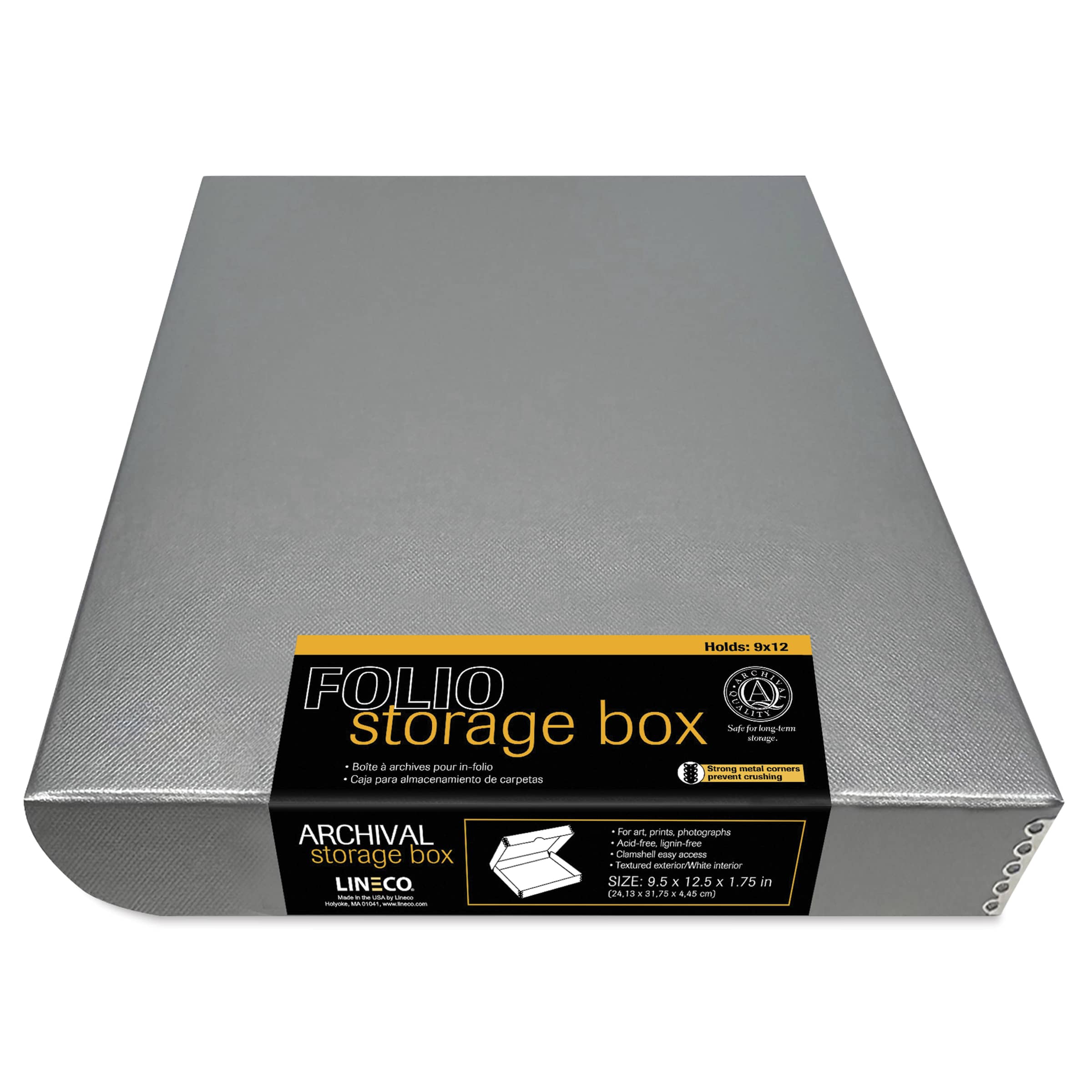 Lineco Folio Archival Storage Box - Metallic Silver, 9" x 12"