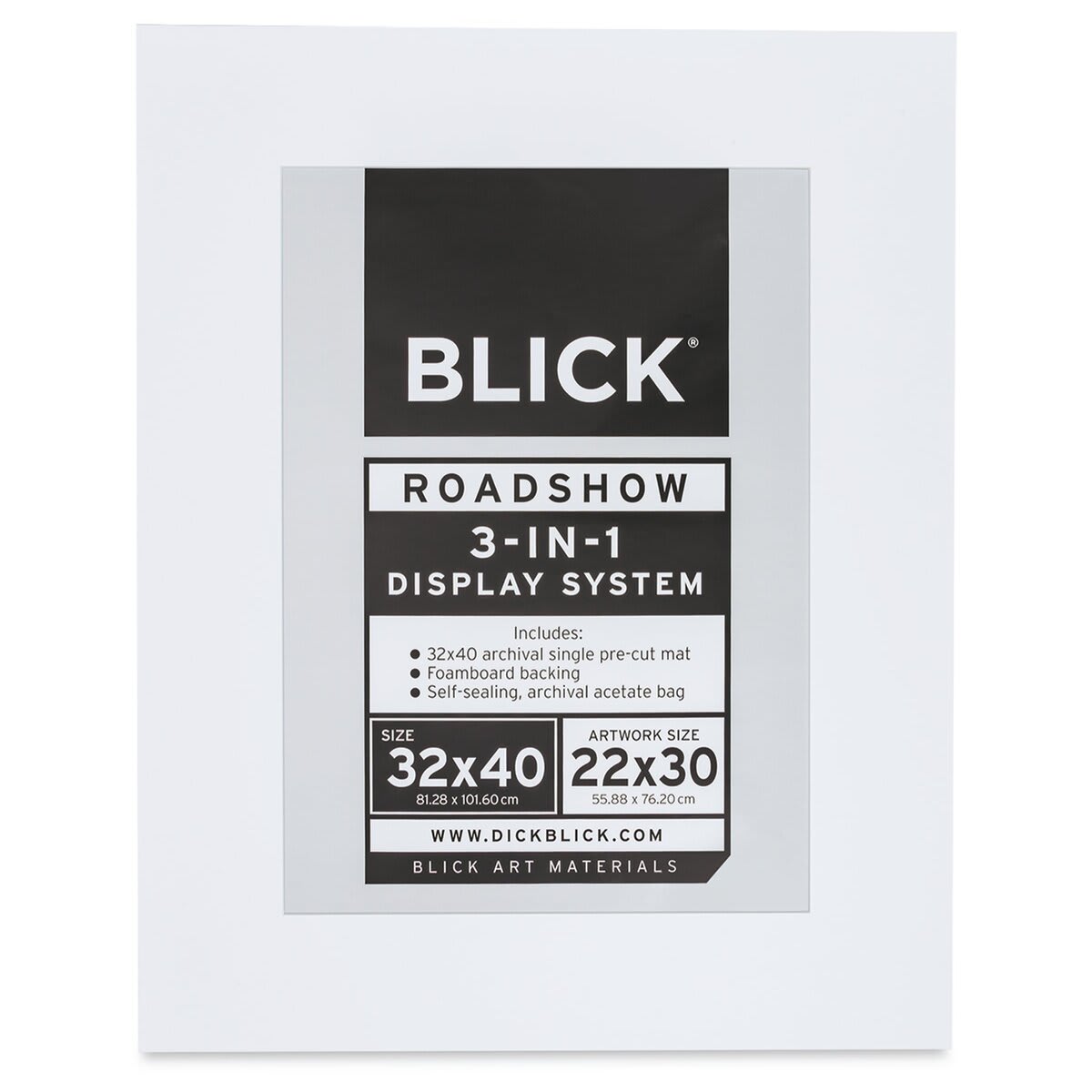 Blick Roadshow 3-in-1 System - White, Single Mat, 32" x 40" (21-3/4" x 29-3/4" Opening)