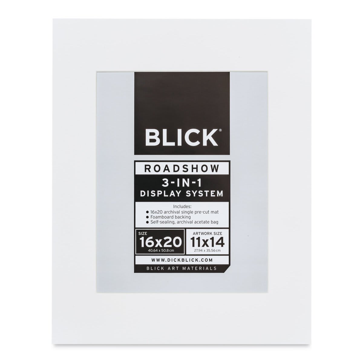 Blick Roadshow 3-in-1 System - White, Single Mat, 16" x 20" (10-3/4" x 13-3/4" Opening)