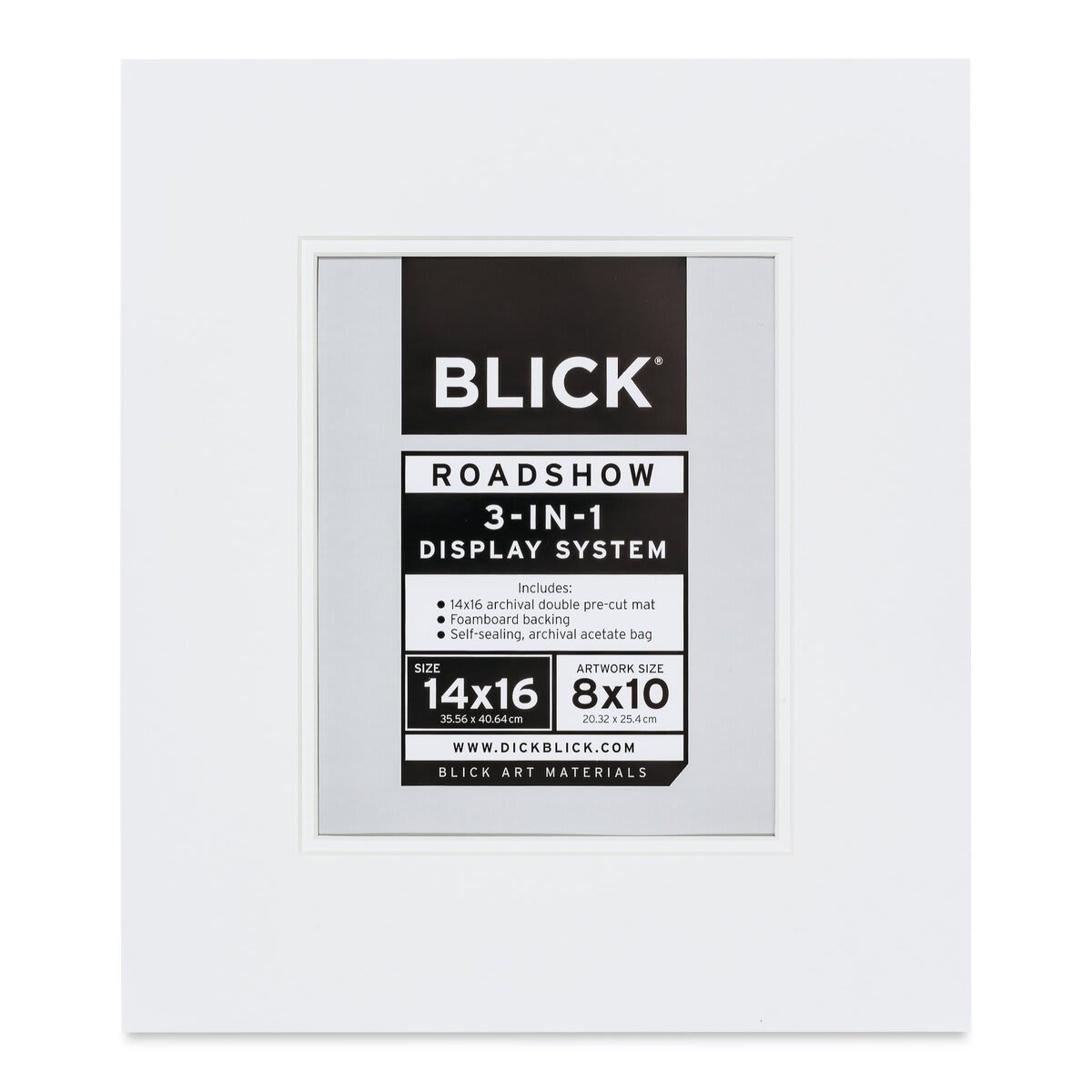 Blick Roadshow 3-in-1 System - White, Double Mat, 14" x 16" (7-3/4" x 9-3/4" Opening)