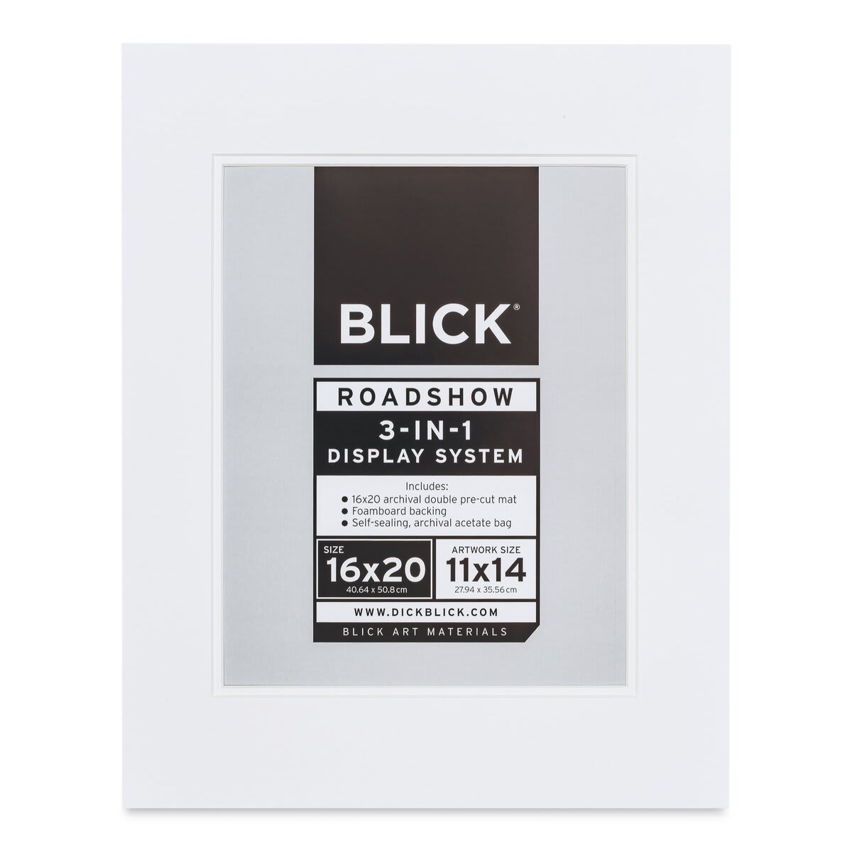 Blick Roadshow 3-in-1 System - White, Double Mat, 16" x 20" (10-3/4" x 13-3/4" Opening)