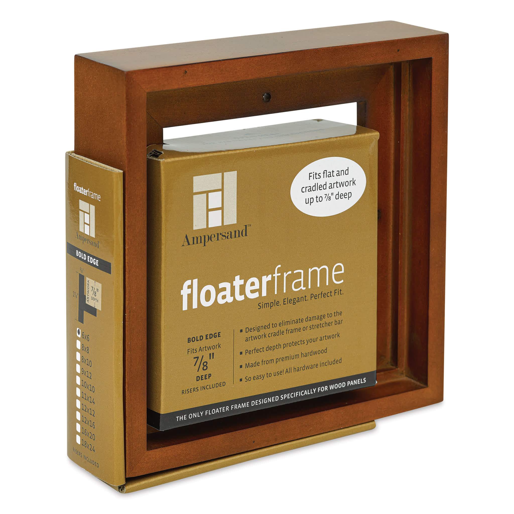Ampersand Floaterframe - Bold, Walnut, 6" x 6", 7/8"