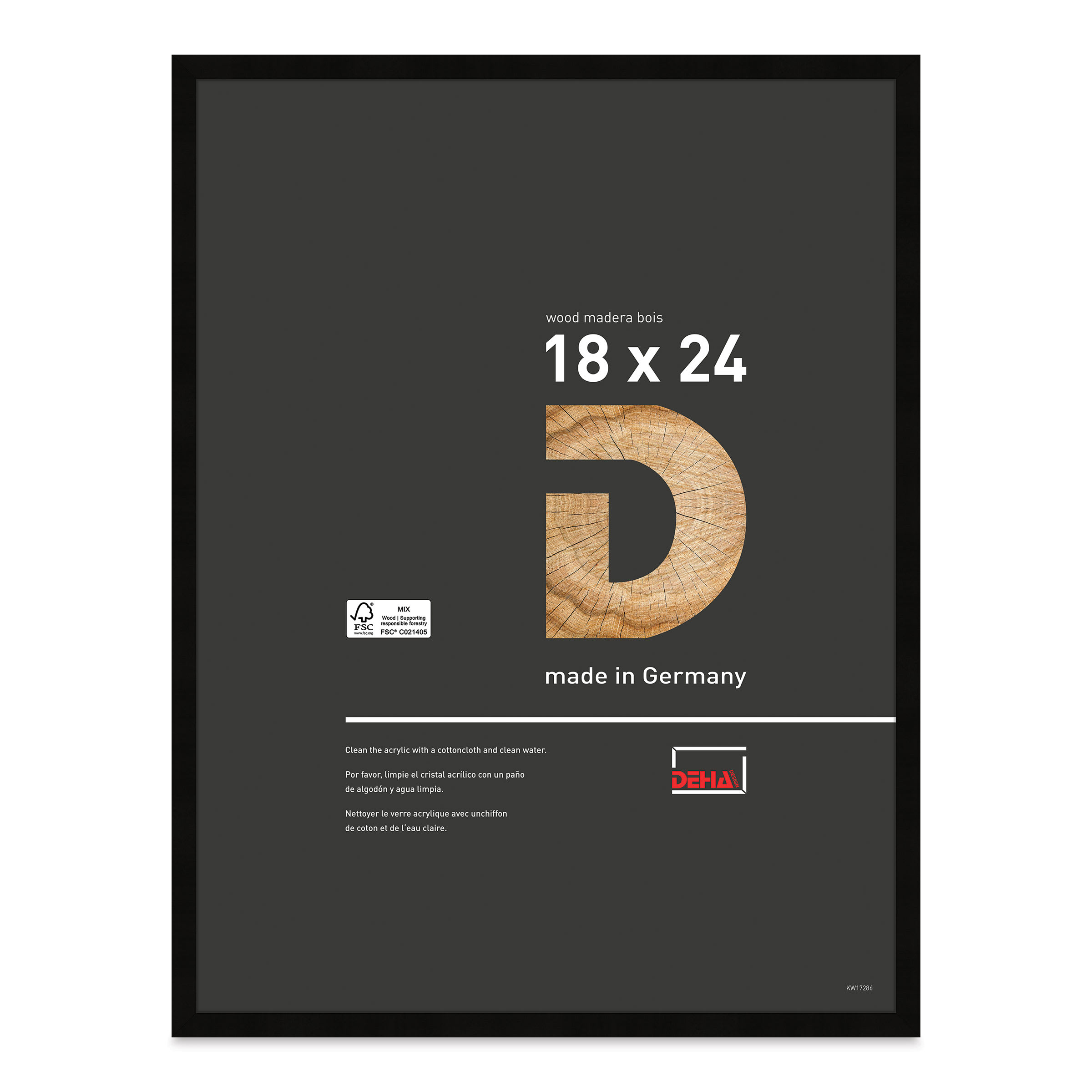 Deha Design Fontana Wood Frame - Black, 18" x 24"
