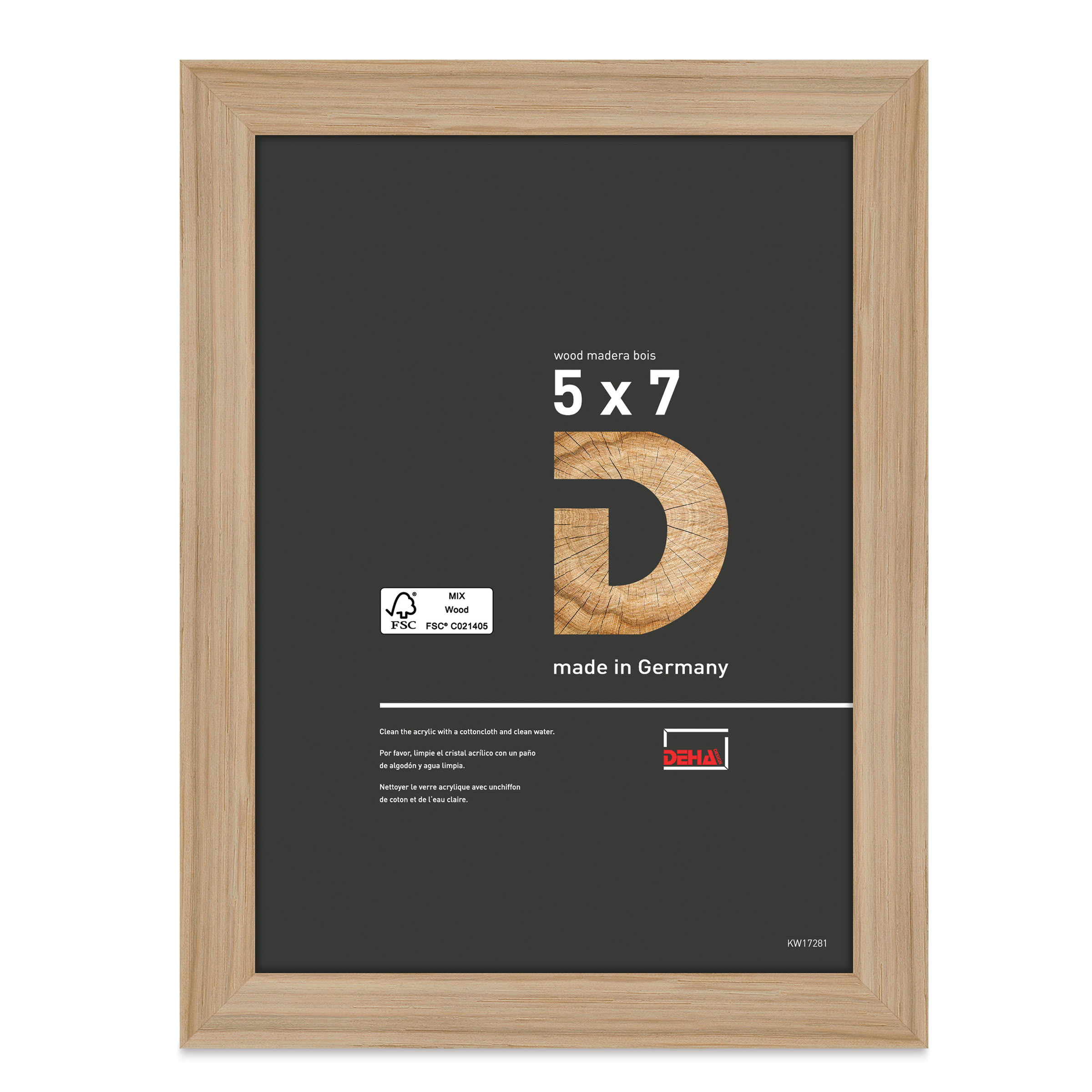 Deha Design Fontana Wood Frame - with Easel Back, Natural Oak, 5" x 7"