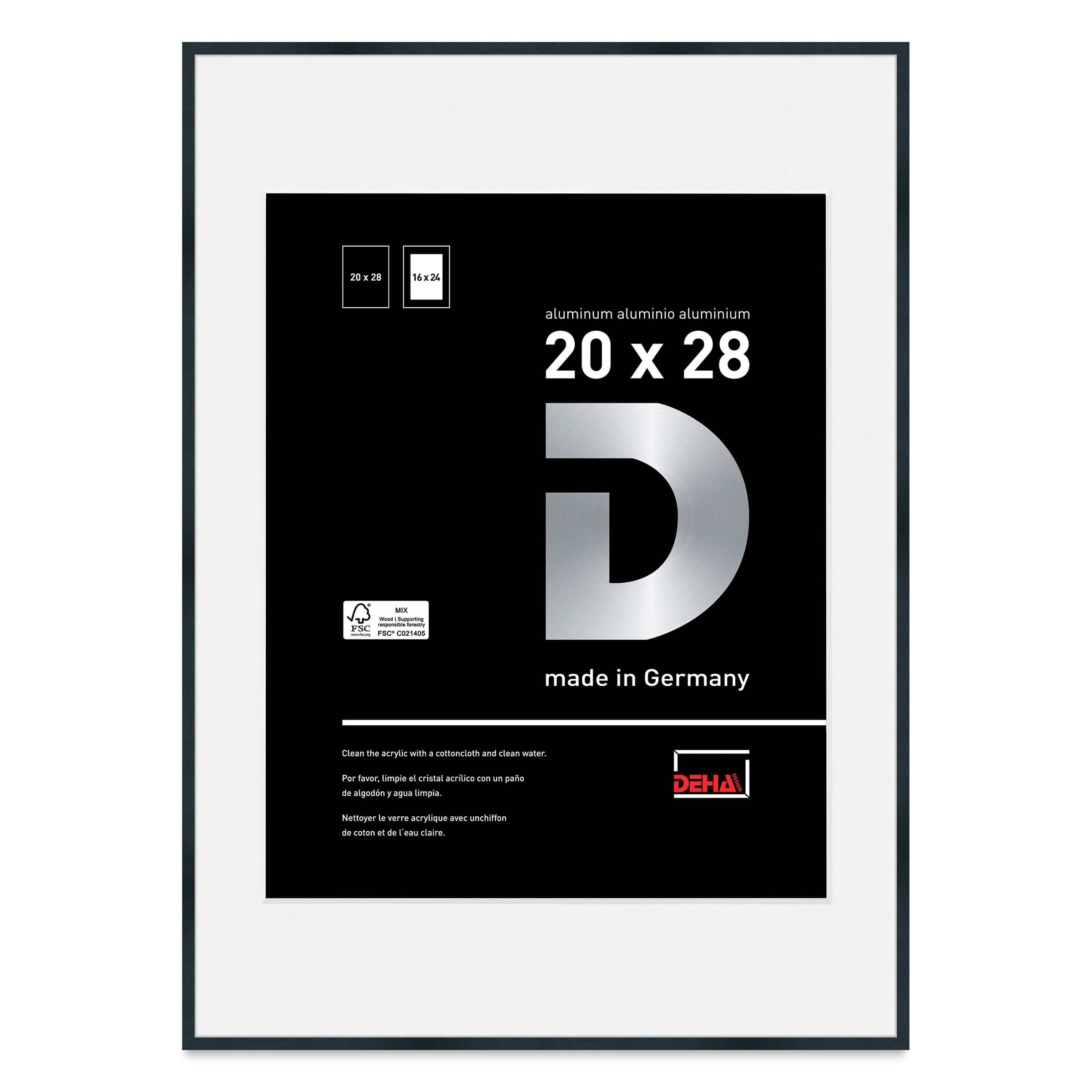 Deha Design Tribeca Frame - Black, 20" x 28", 16" x 24" Mat