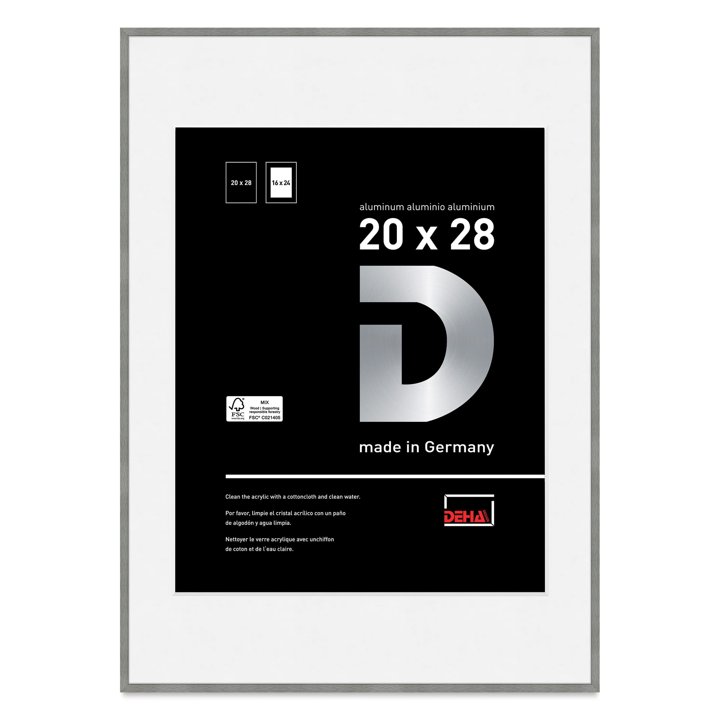 Deha Design Tribeca Frame - Gray, 20" x 28", 16" x 24" Mat