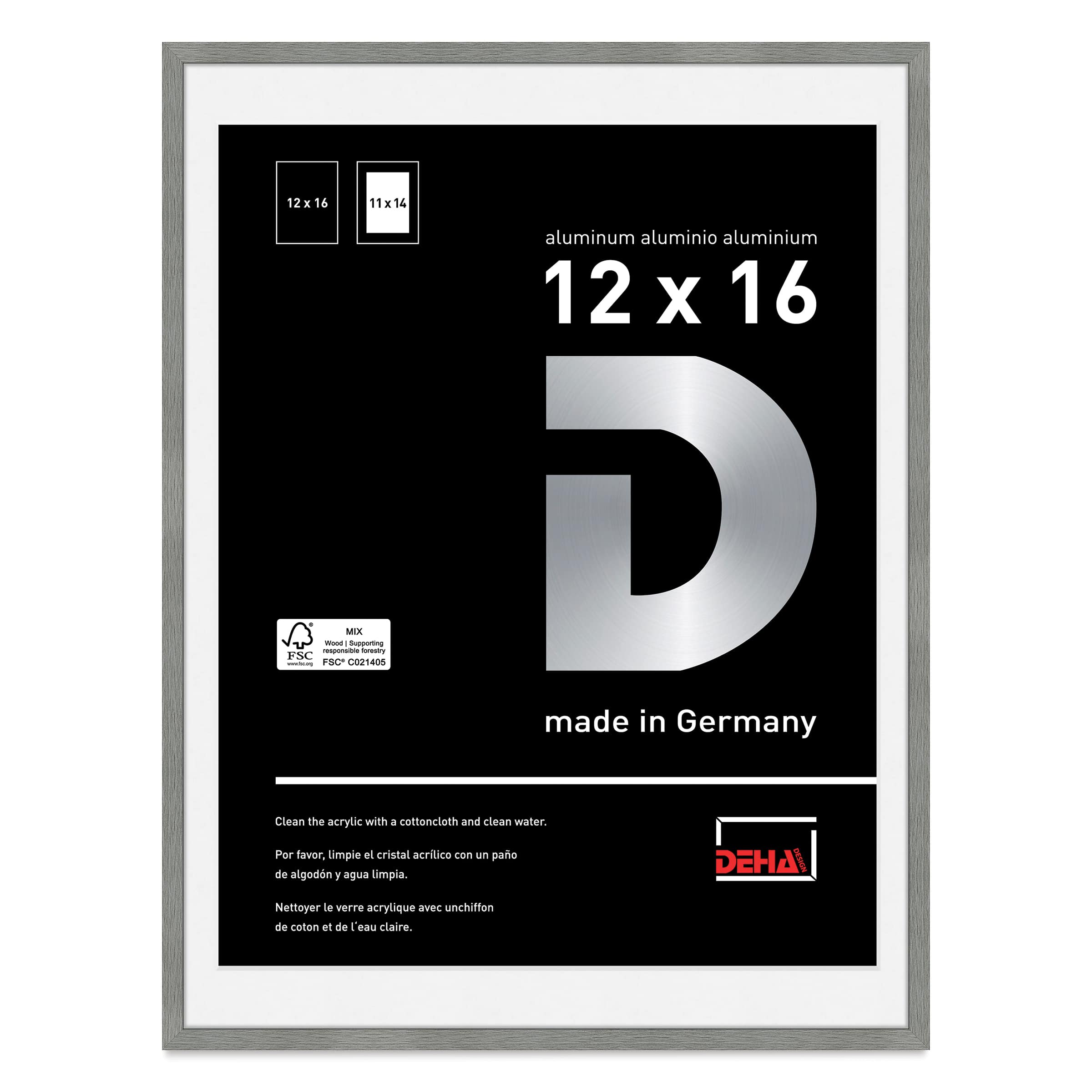 Deha Design Tribeca Frame - Gray, 12" x 16", 11" x 14" Mat