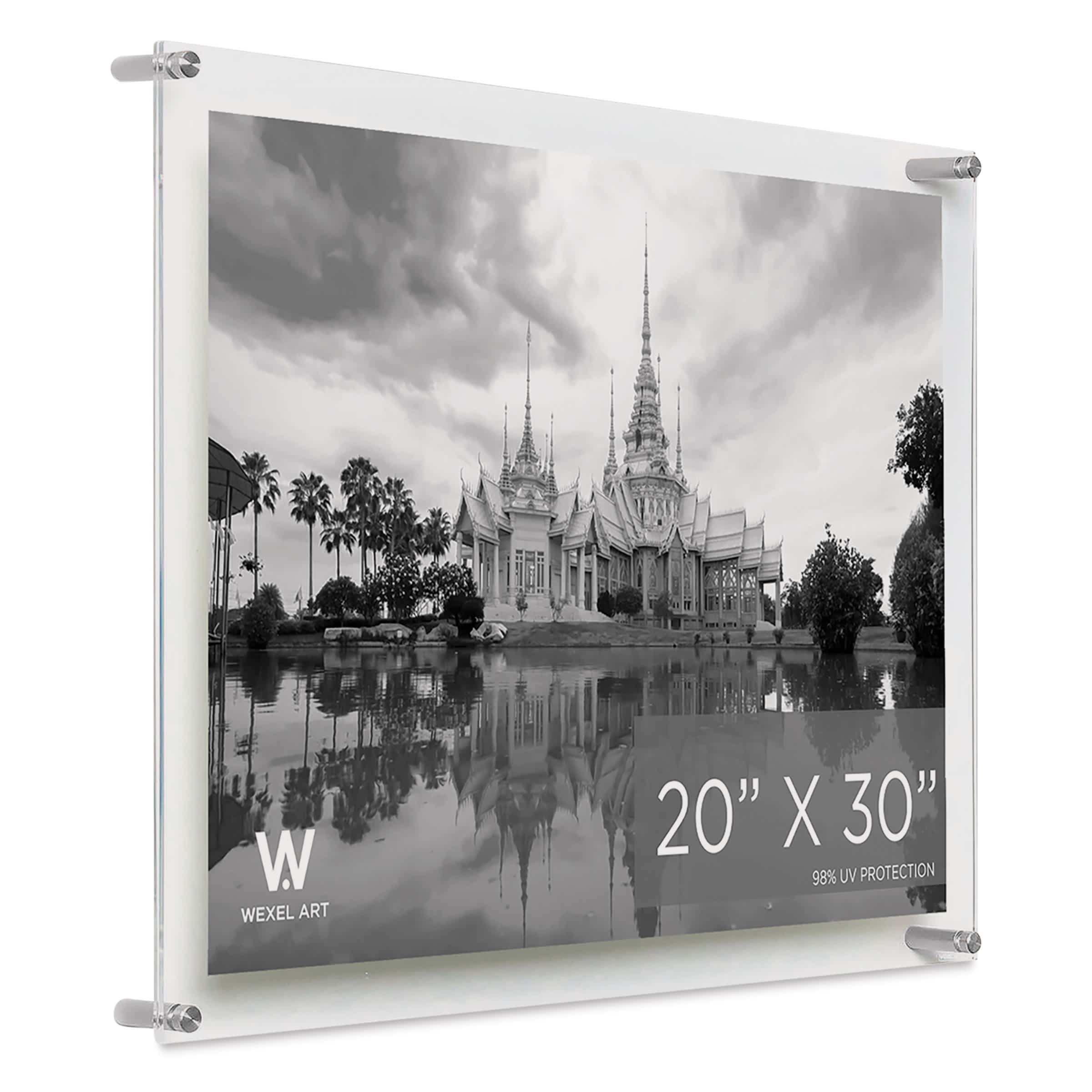 Wexel Art Double Panel Clear Acrylic Floating Wall Frame with Silver Hardware By Wexel Art Displays | 20" x 30"