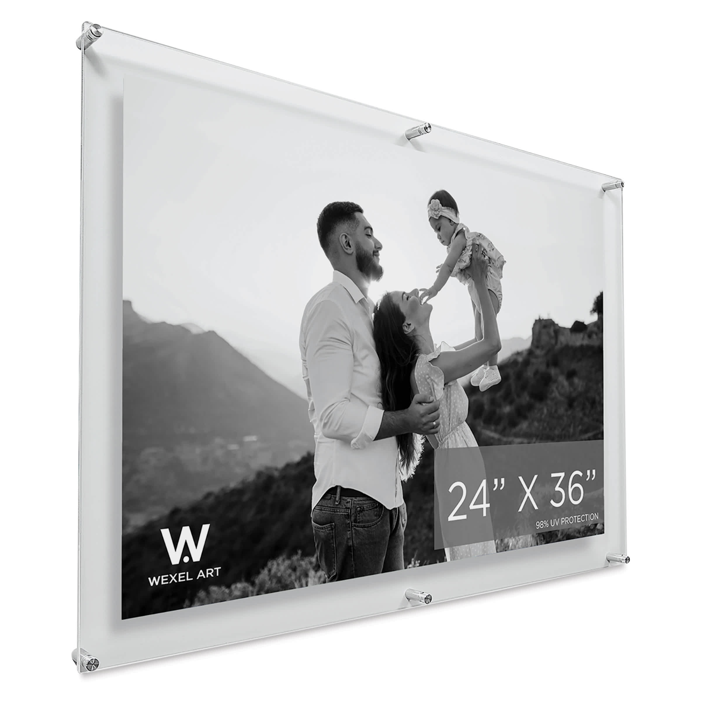 Wexel Art Double Panel Acrylic Display Frame - 28" x 40", Silver Hardware