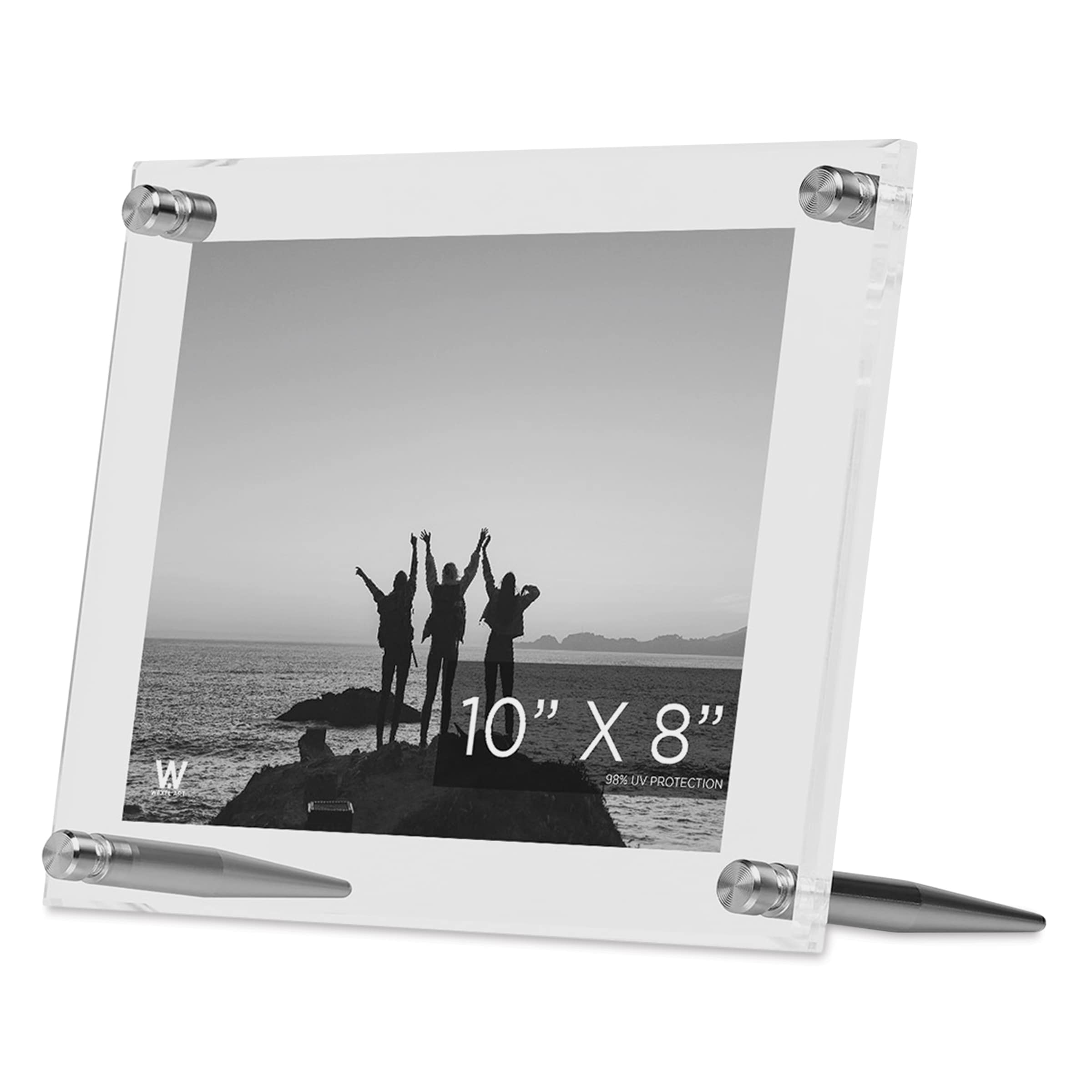 Wexel Art Clear Acrylic Tabletop Floating Picture Frame with Silver Hardware By Wexel Art Displays | 8" x 10"
