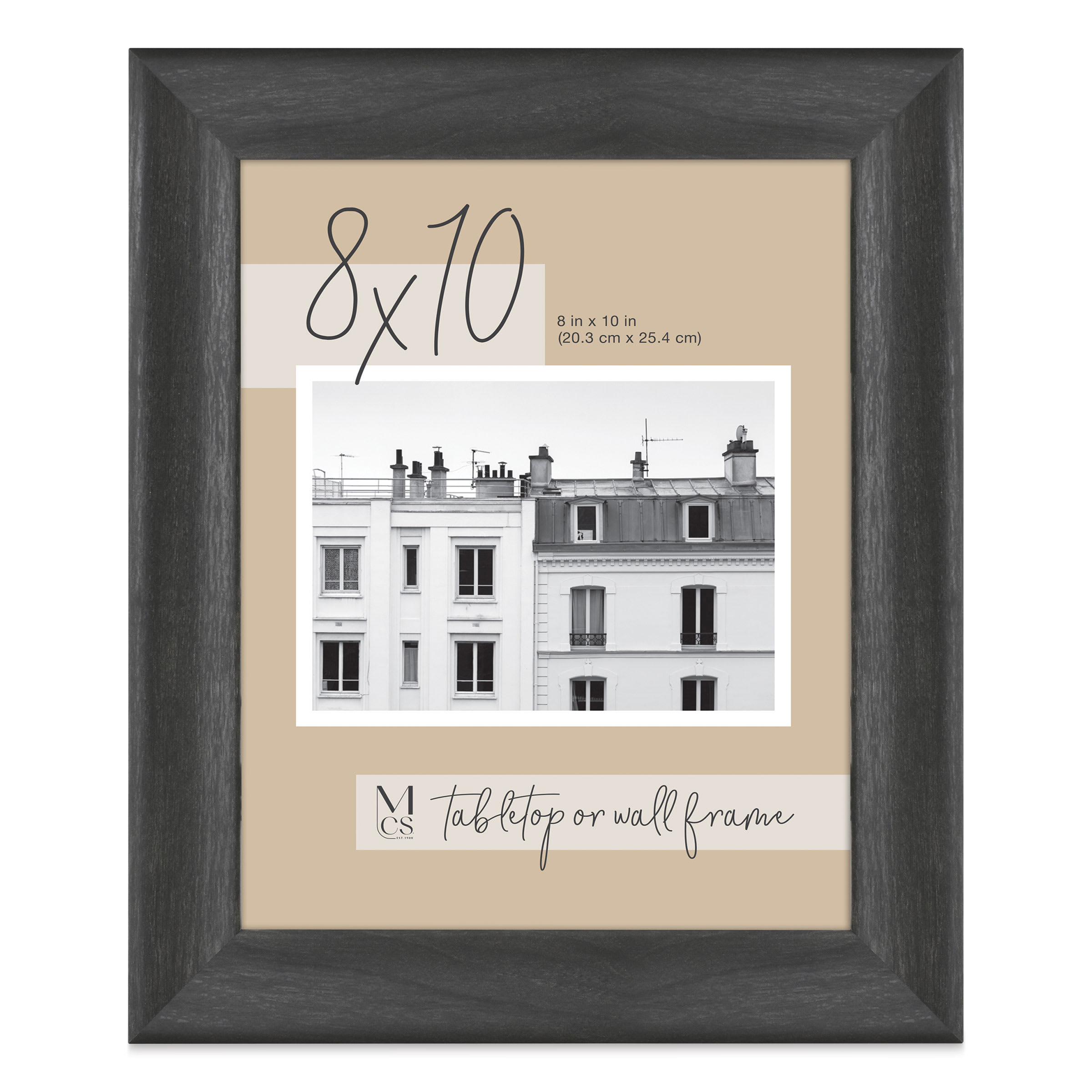 MCS Classic Edge Frame - 8" x 10", Black, with Easel Back