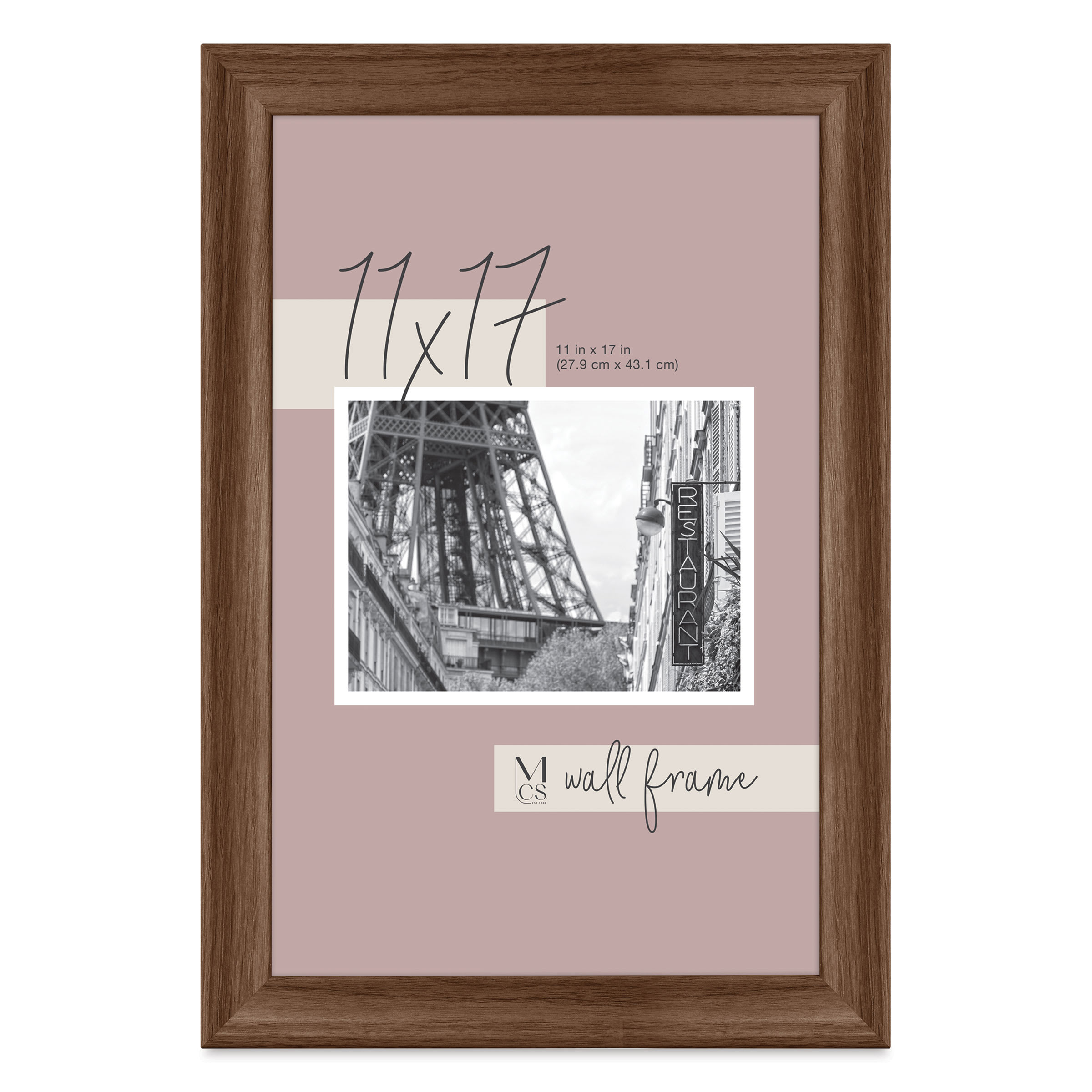 MCS Classic Edge Frame - 11" x 17" Walnut