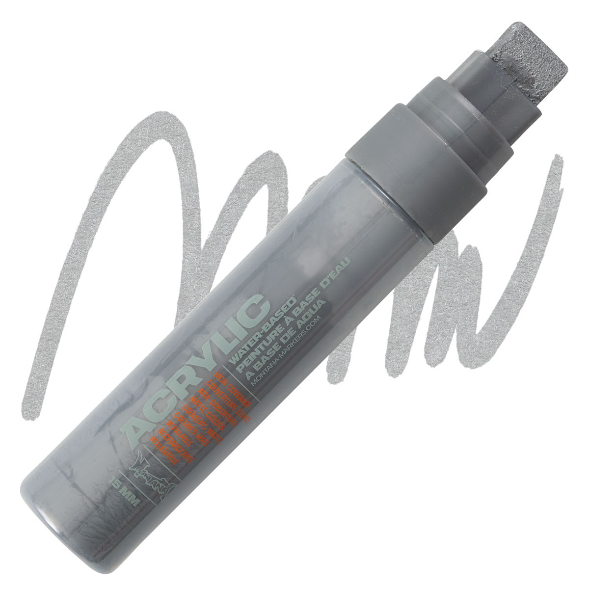 Montana Acrylic Marker - 15 mm Tip, Outline Silver (Metallic)