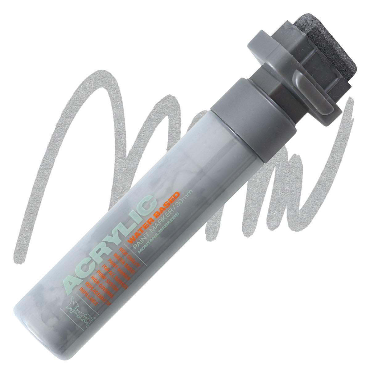 Montana Acrylic Marker - 30 mm Tip, Outline Silver (Metallic)