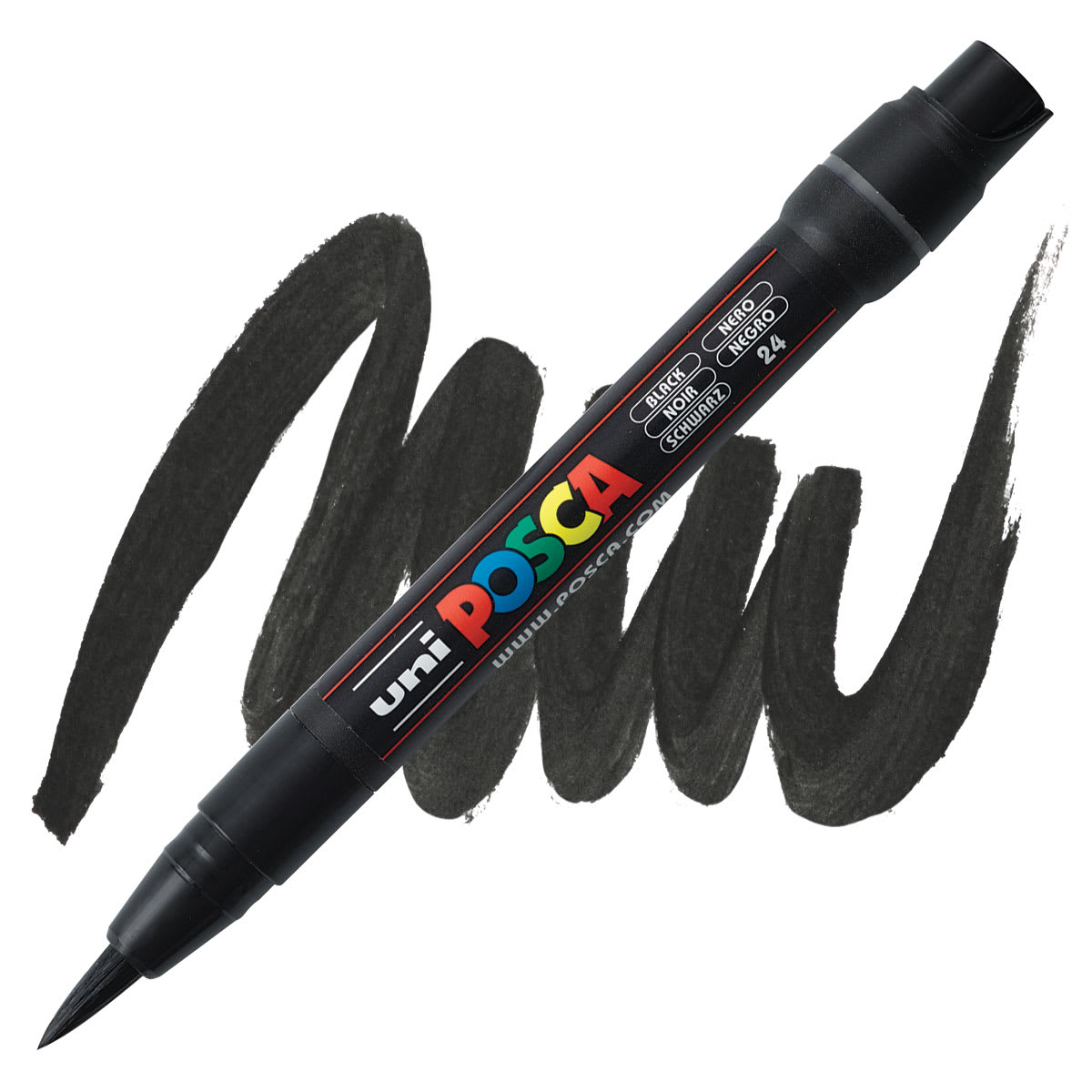 Posca Paint Marker - Black, Brush Tip