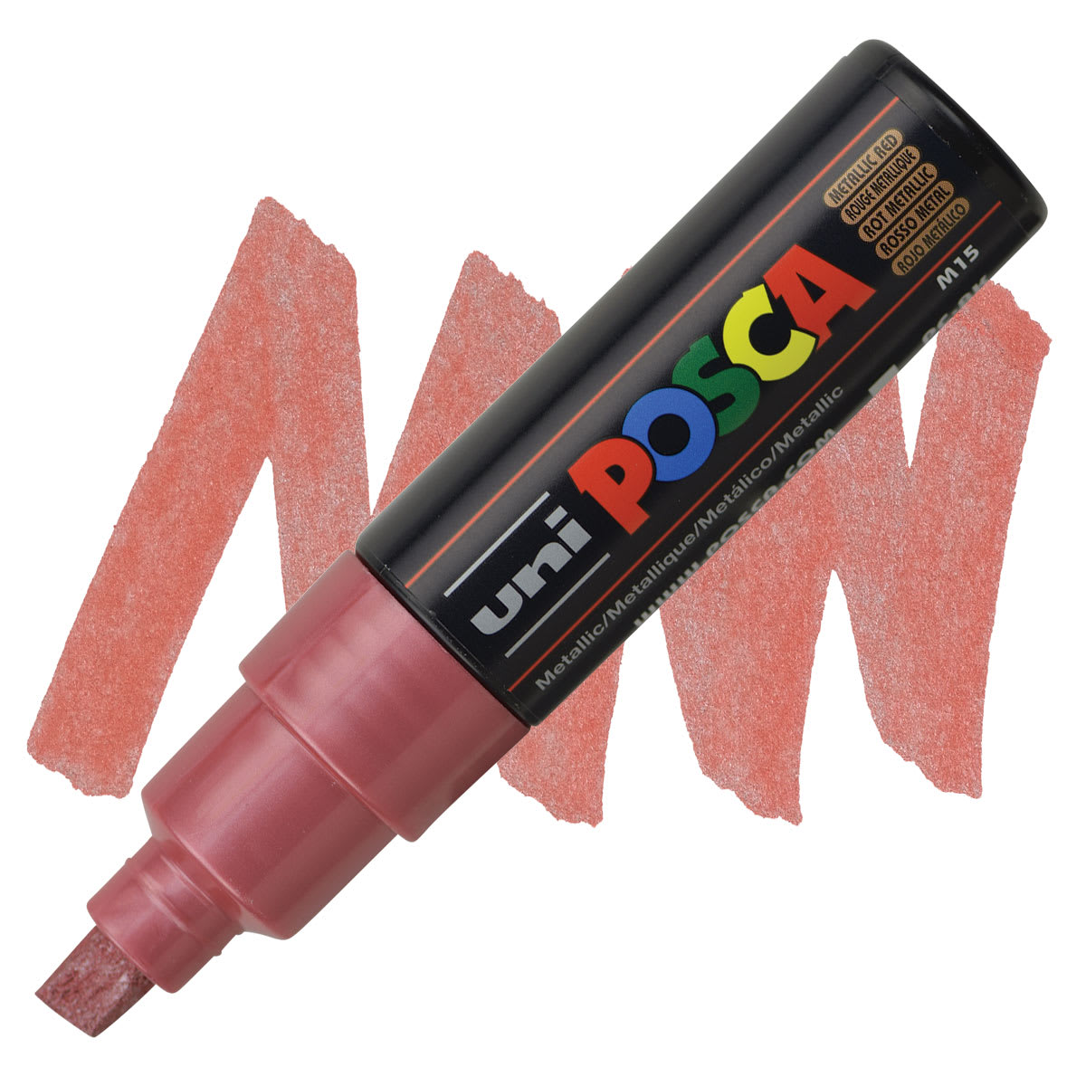 Posca Paint Marker - Metallic Red, Broad Chisel, 8 mm
