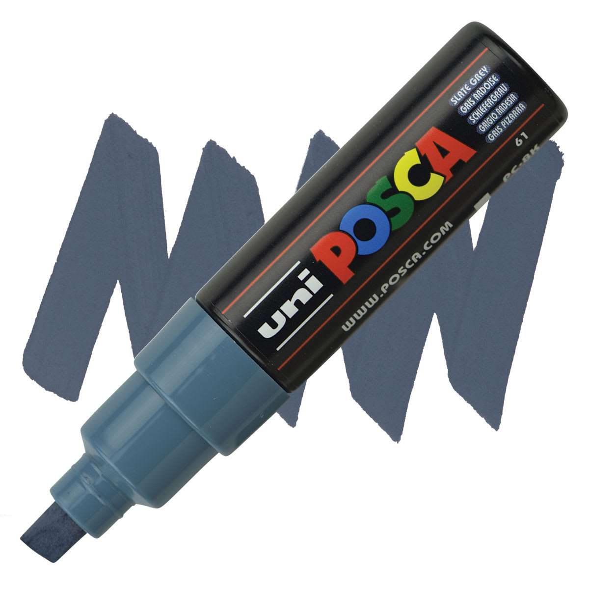 Uni Posca Paint Marker - Slate Grey, Broad Chisel Tip, 8 mm