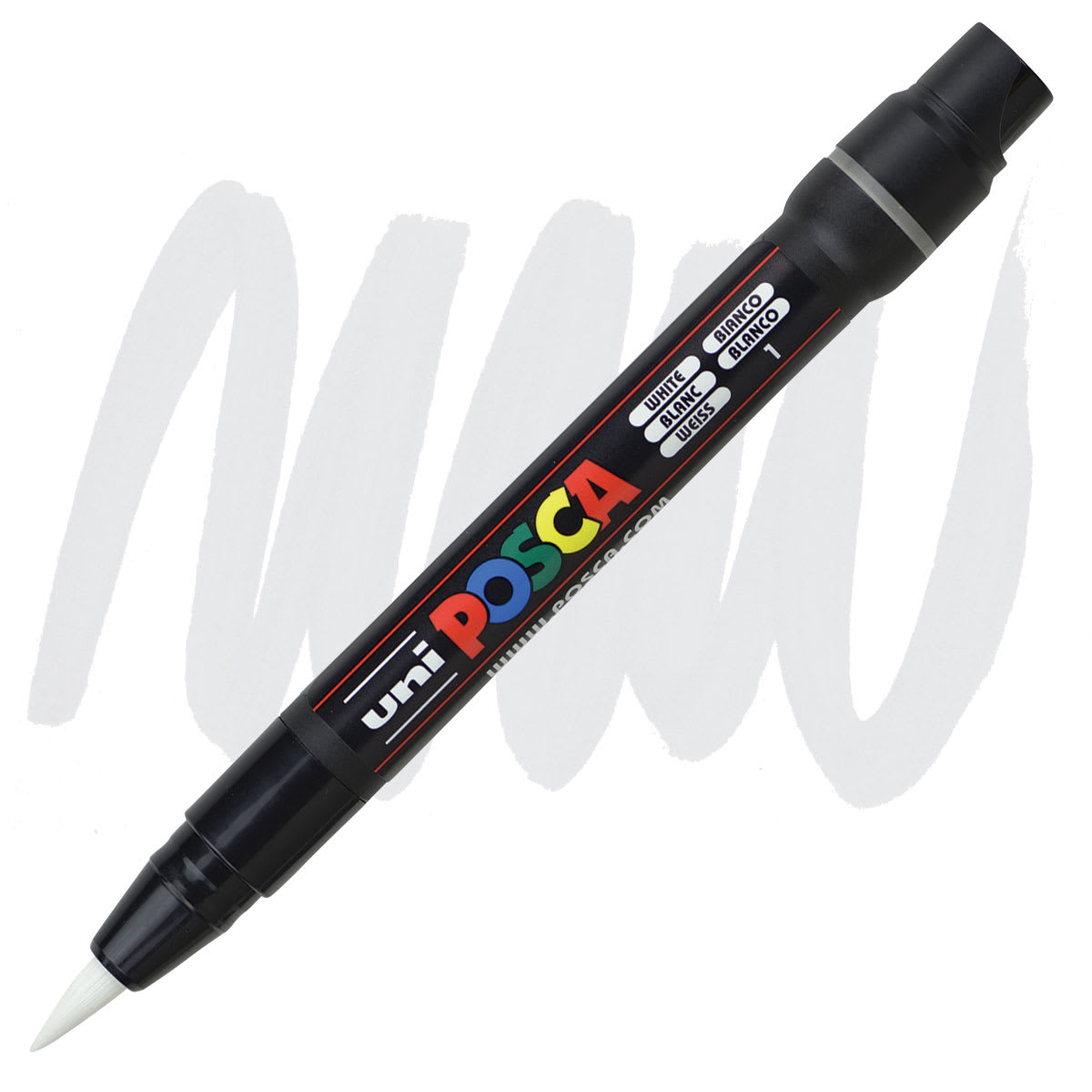 Uni Posca Paint Marker - White, Brush Tip