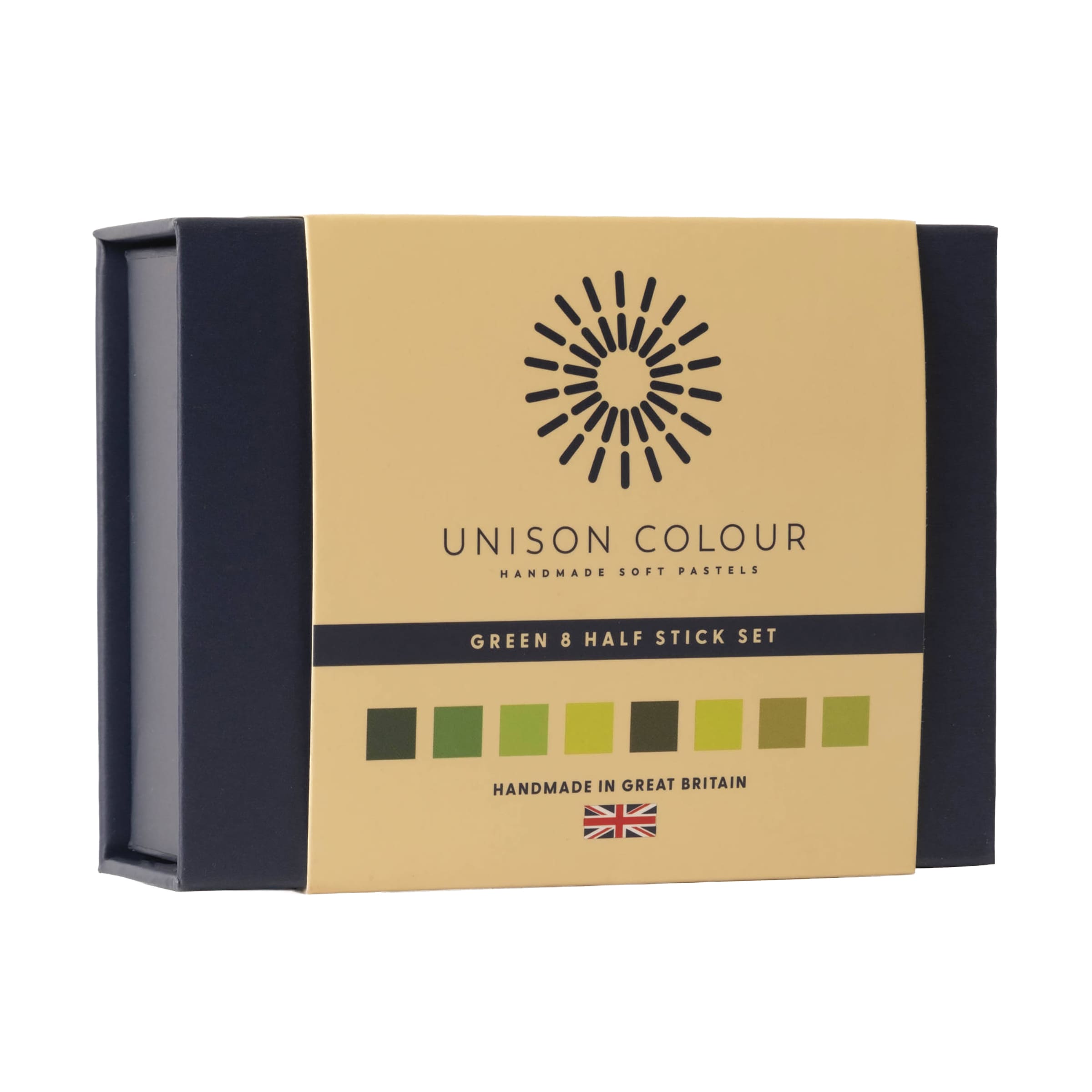 Unison Handmade Pastel Set - Green Colors, Set of 8, Half Stick