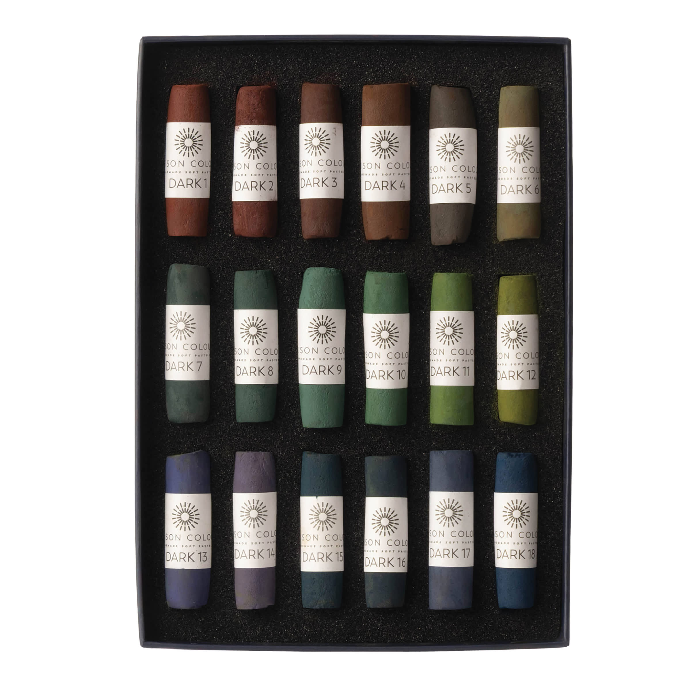 Unison Handmade Pastel Set - Dark Colors, Set of 18, Full Stick
