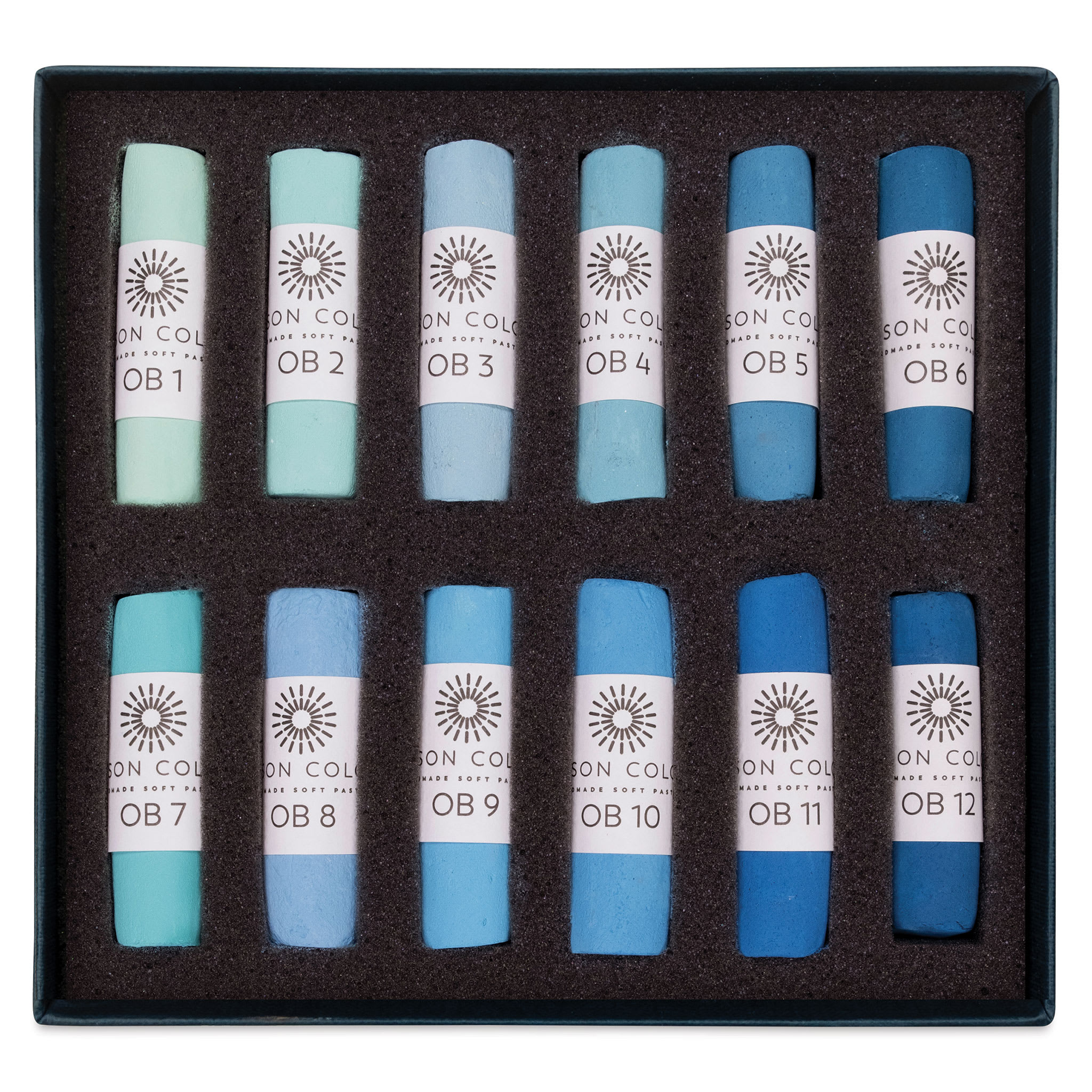 Unison Handmade Pastels - Ocean Blue Colors, Set of 12, Full Stick