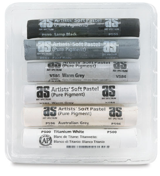 Art Spectrum Pastel 6ix Pack Set - Black to White, Set of 6