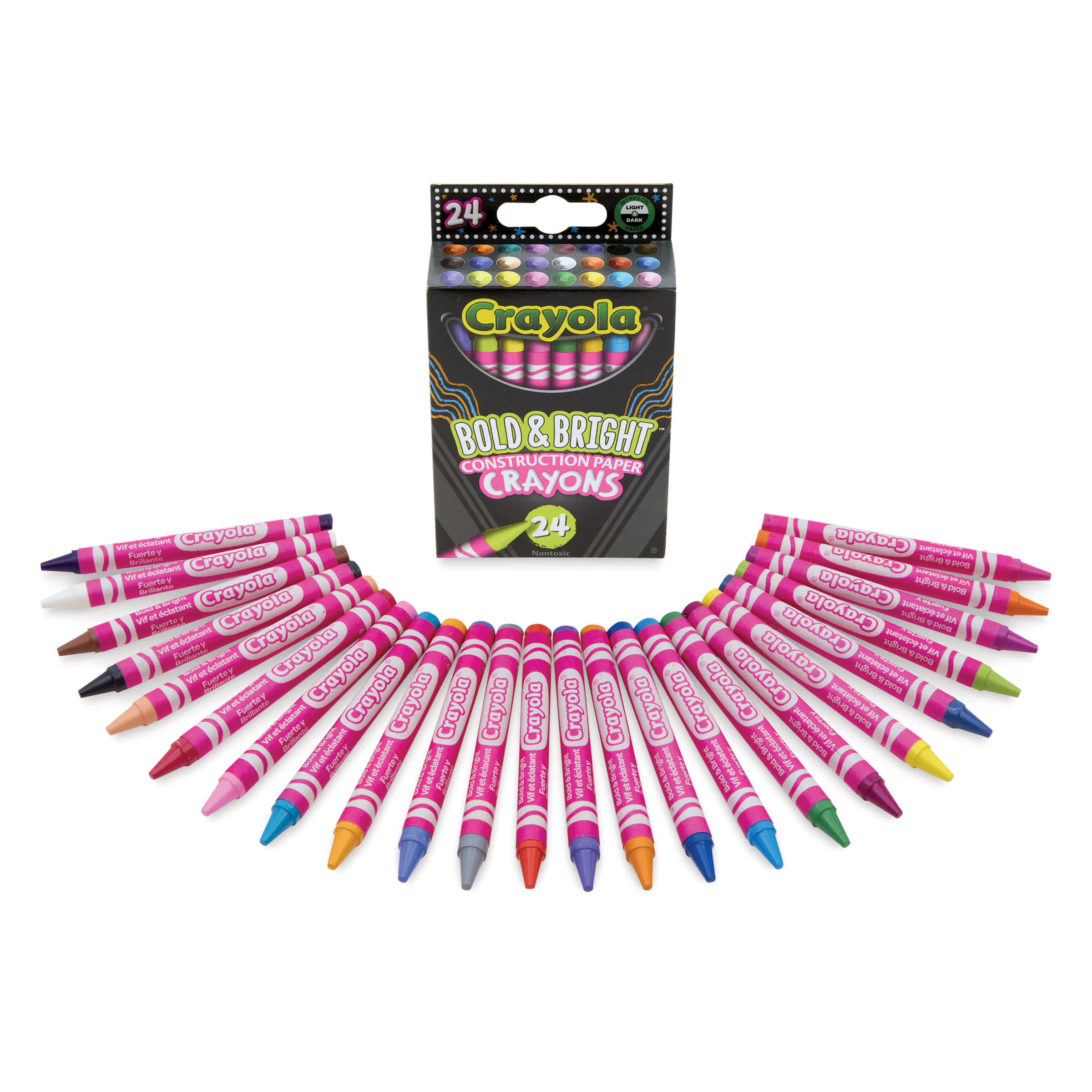 Bold And Bright Construction Paper Crayons, Assorted Colors, Pack Of 24 Crayons