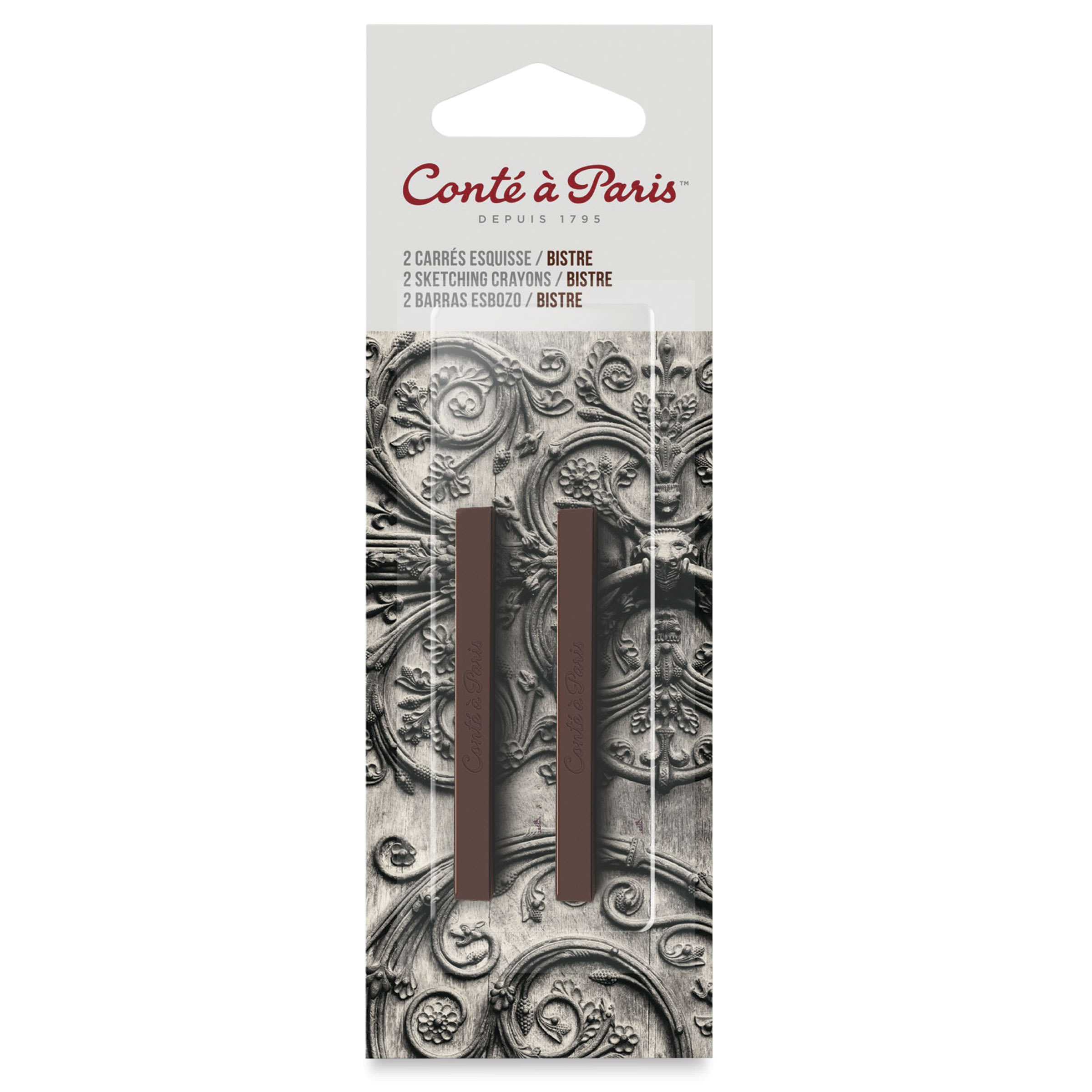 Conté à Paris Sketching Pastel Carrés - Bistre, Pkg of 2