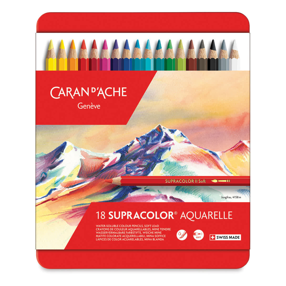 Caran d'Ache Supracolor Soft Aquarelle Pencil Set - Set of 18, Assorted Colors