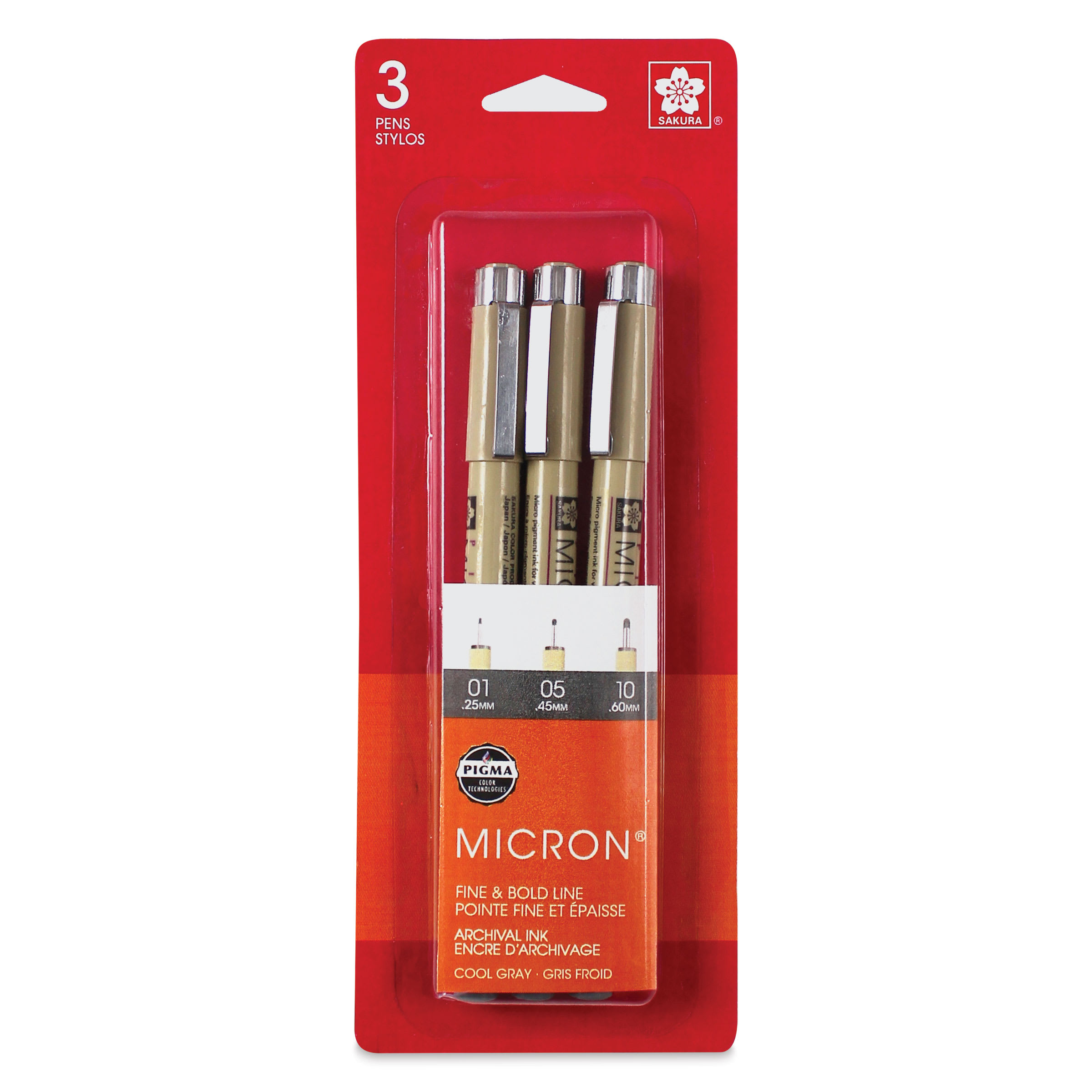 Sakura Pigma Micron Pens - Set of 3, Cool Gray, Fine and Bold Sizes