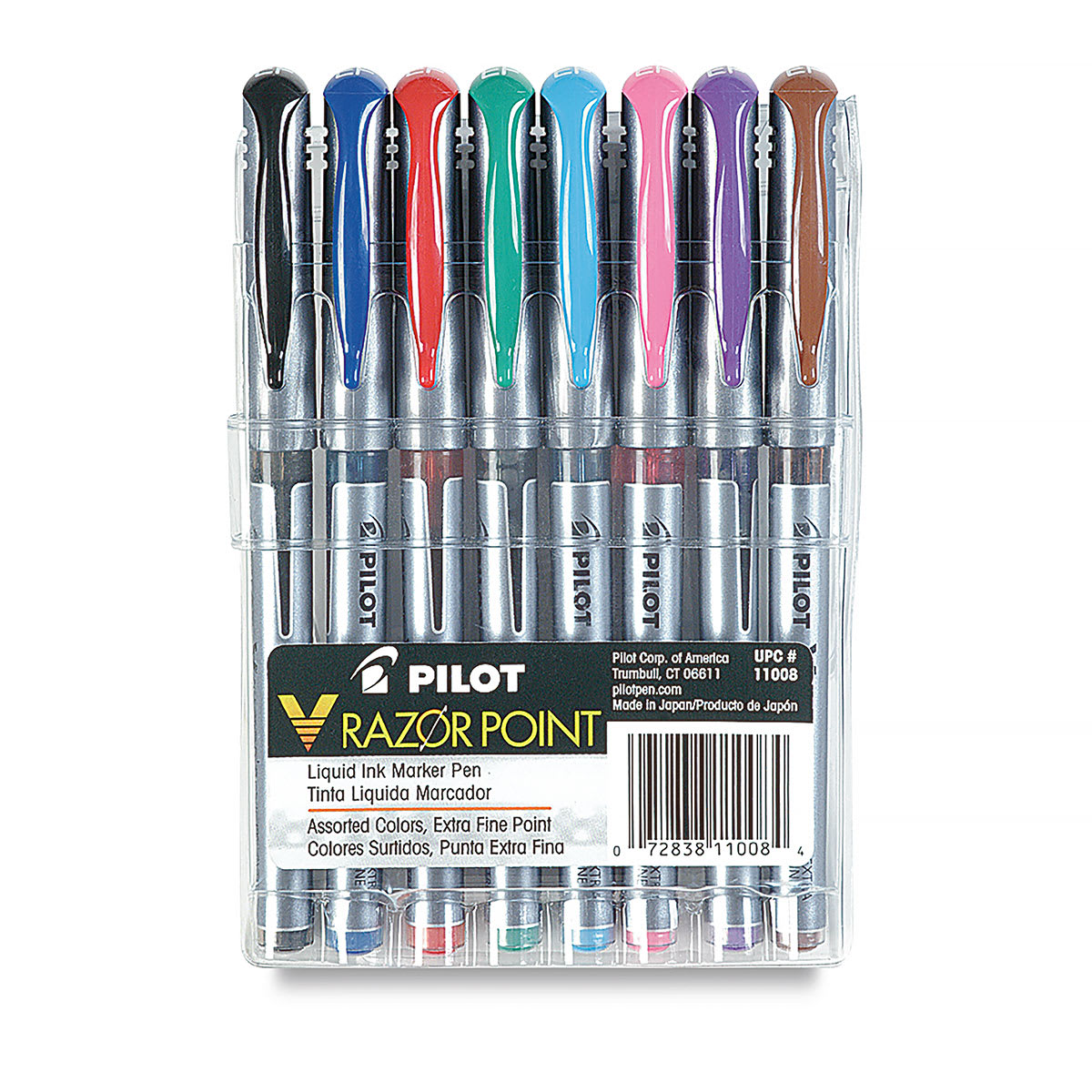 Pilot V Razor Point Liquid Ink Marker Pens, Extra Fine Point, Assorted, 8/Pack (11008) | Quill