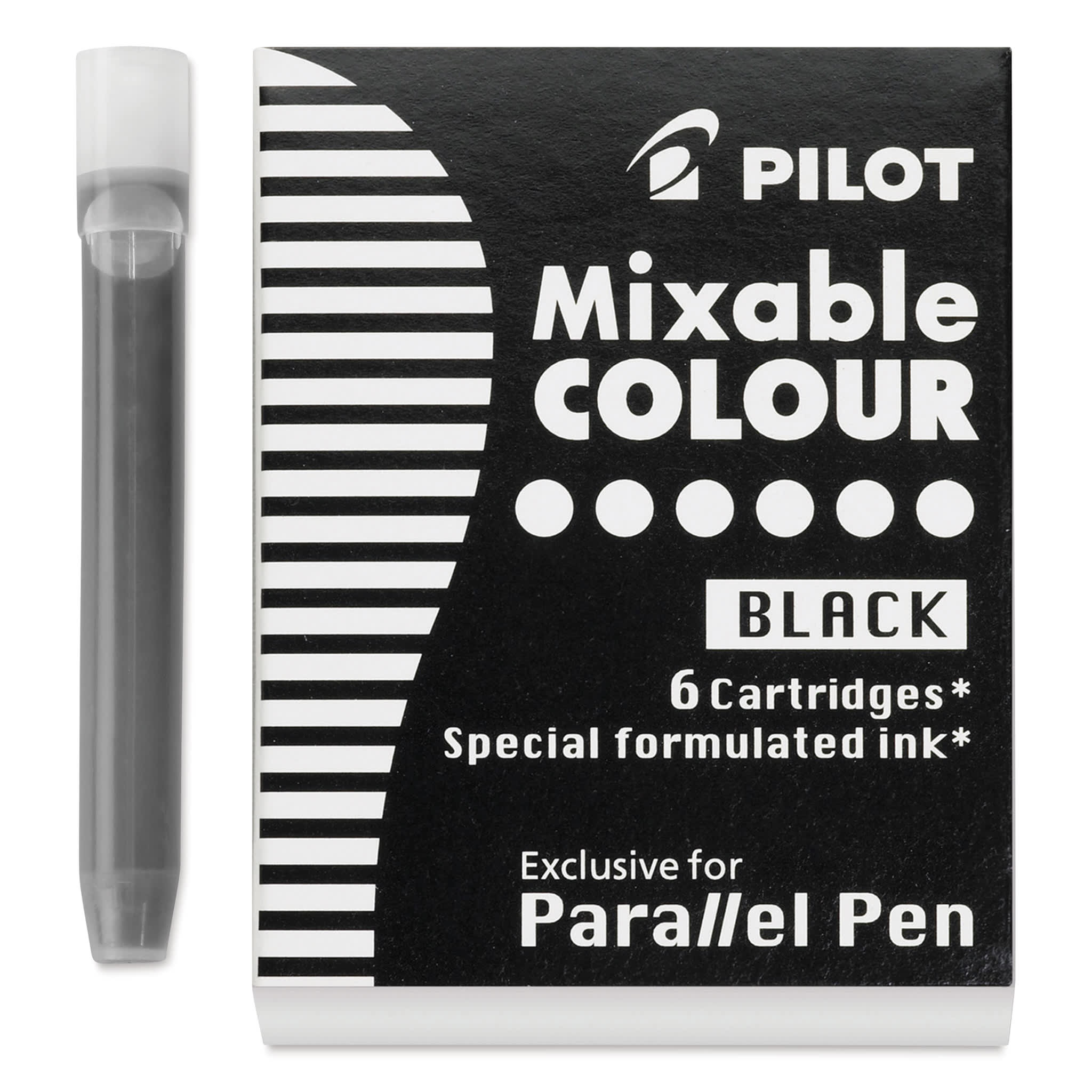 Pilot Parallel Pen Mixable Colour Ink Refills  Black Pkg of 6