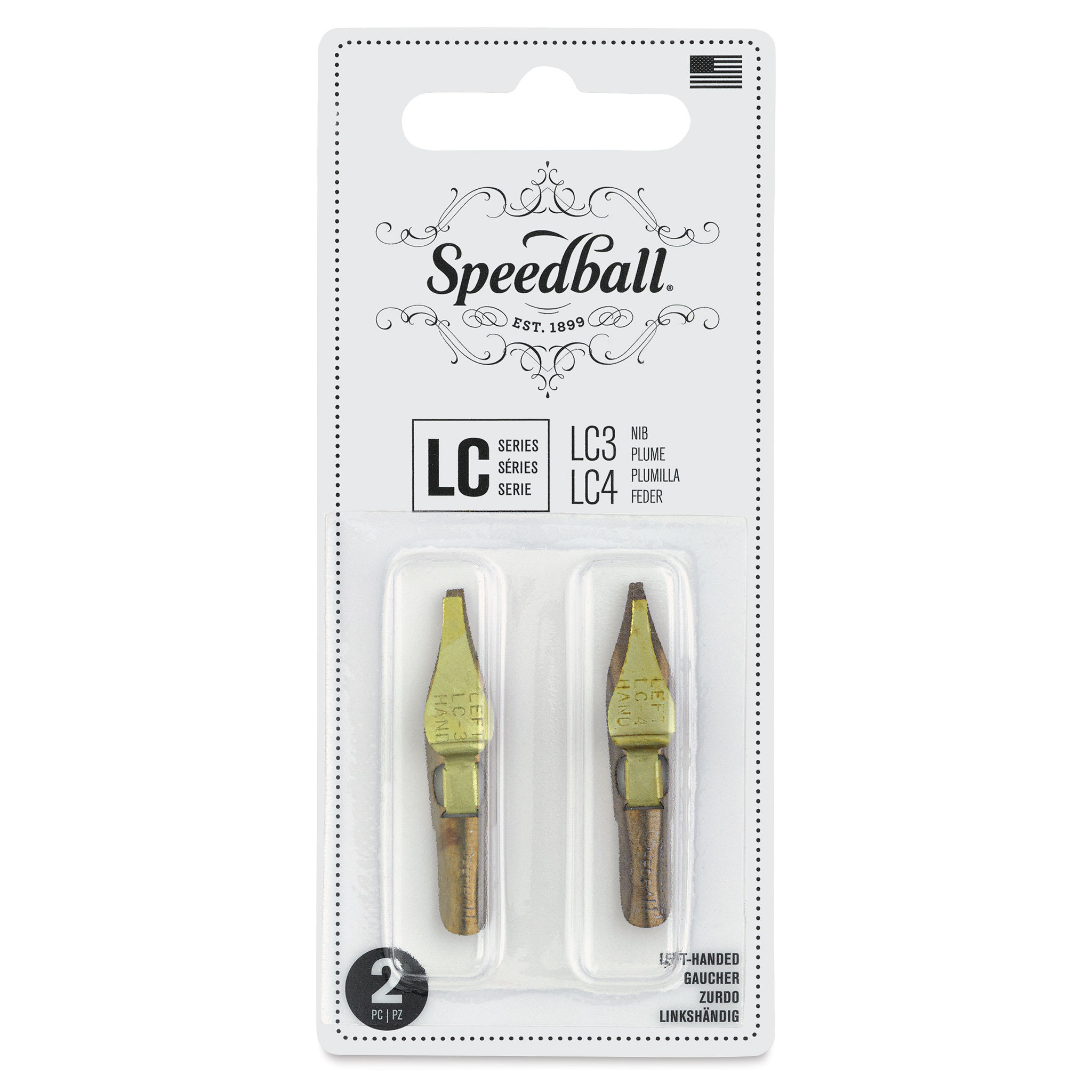 Speedball Broad Edge C-Series Flat Calligraphy Nibs - LC3 and LC4, Left-Handed, Set of 2