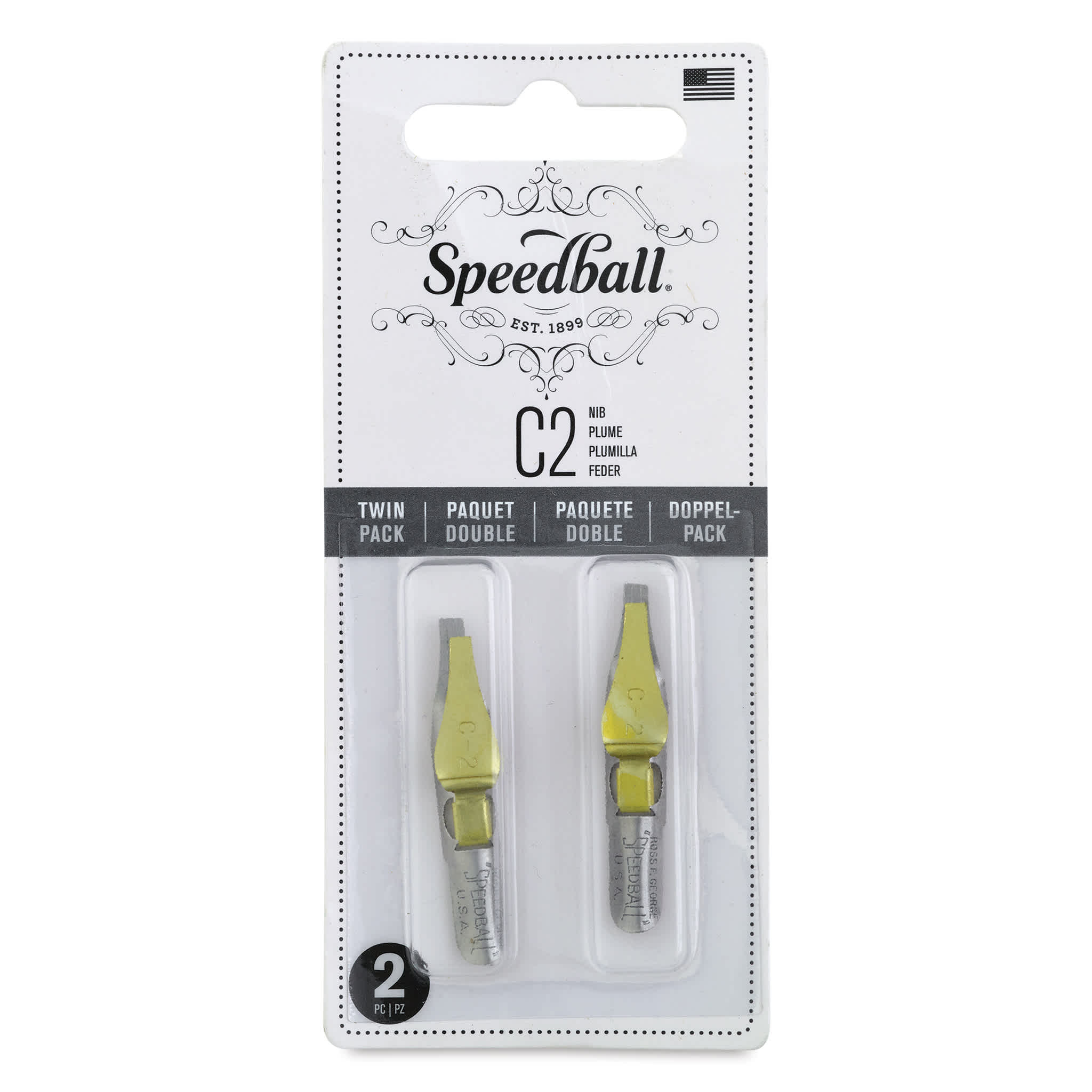 Speedball Broad Edge C-Series Flat Calligraphy Nibs - C2, Pkg of 2