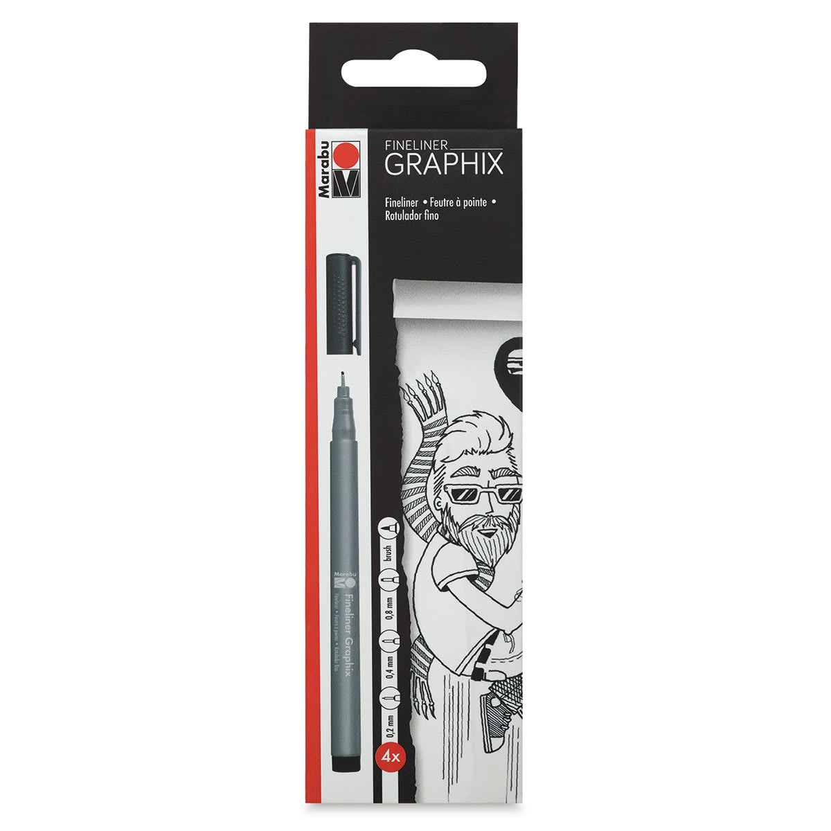 Marabu Fineliner Graphix Pen Set - Black, Set of 4
