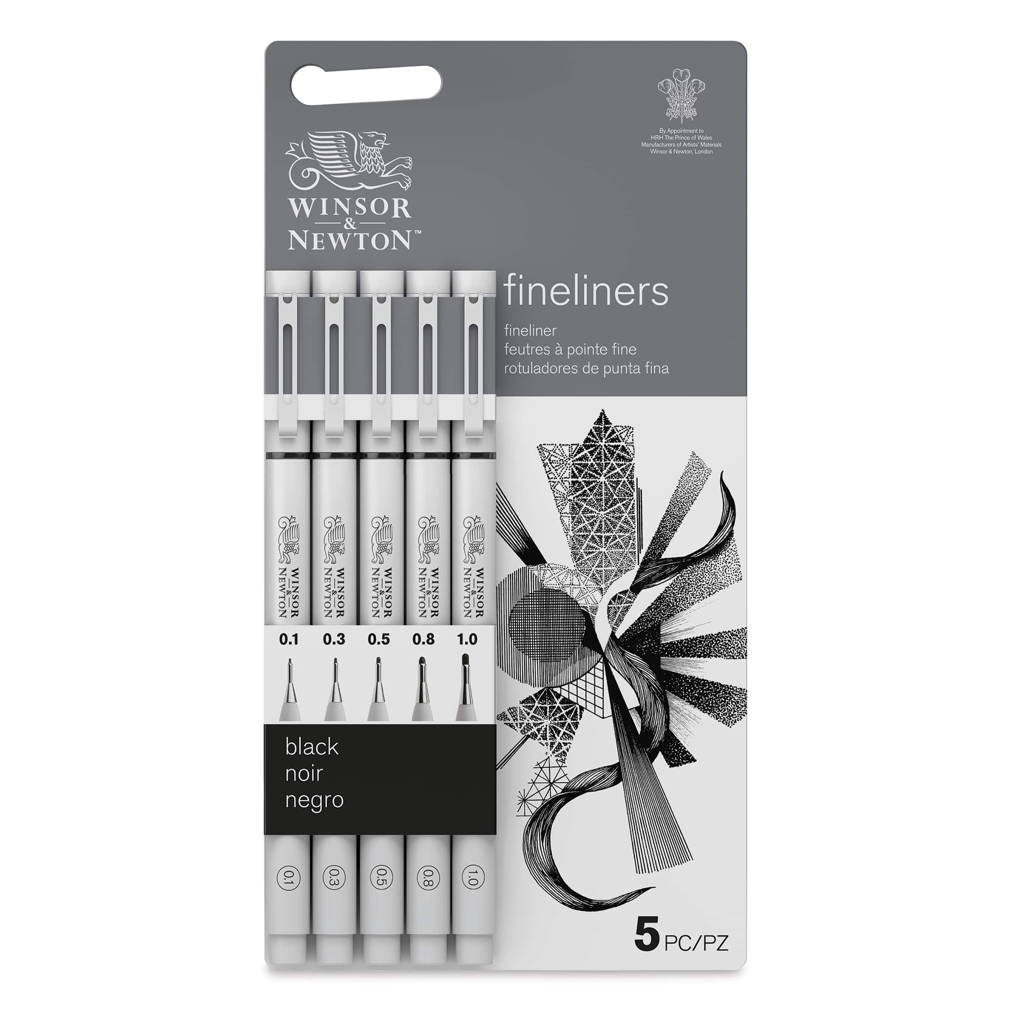 Winsor & Newton® Fineliner Black Pen Set | 0.1/0.3/0.5/0.8/1.0 mm
