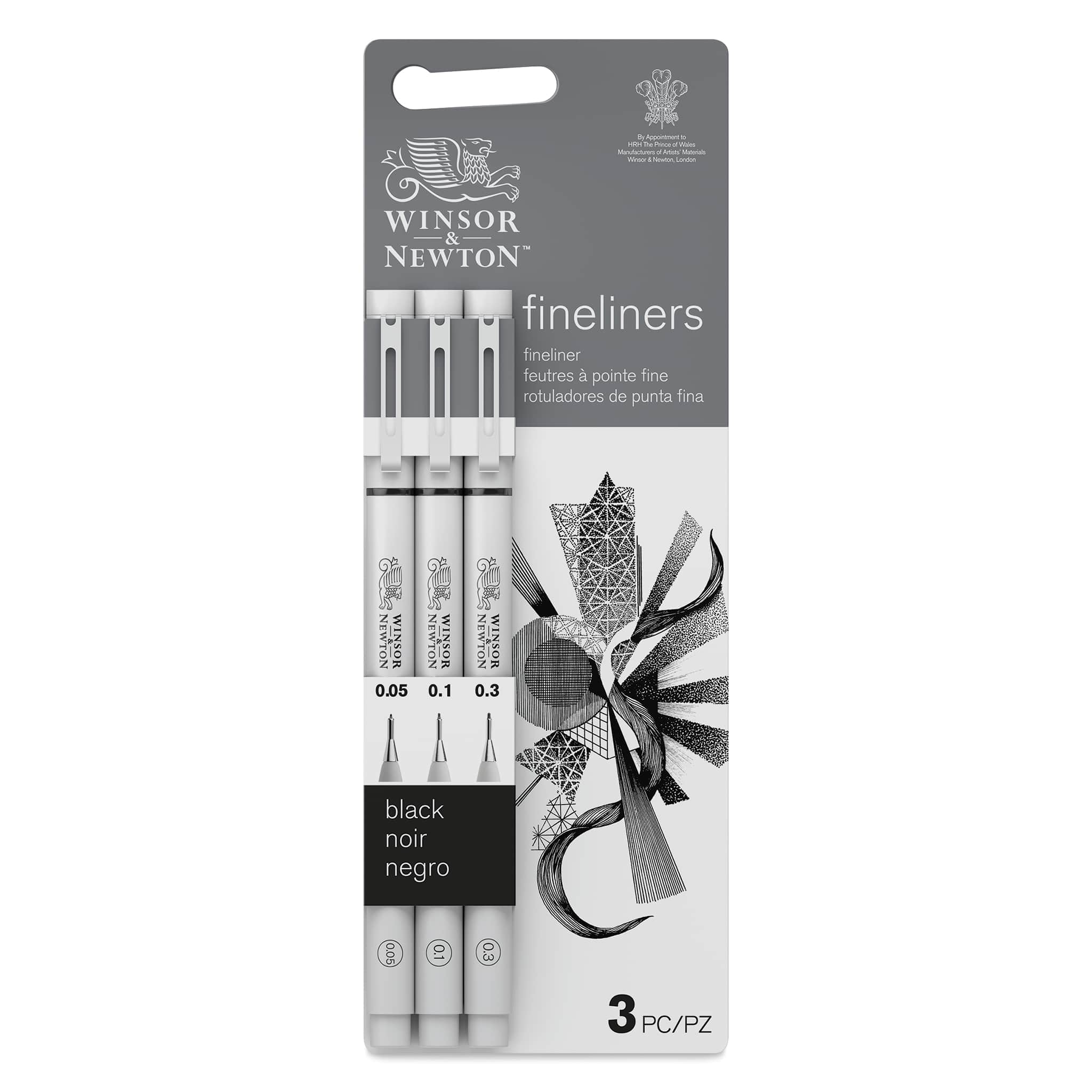 Winsor & Newton™ 3 Piece Black Extra Fine Fineliner Set